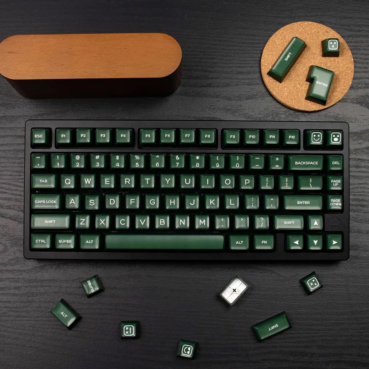 Set di 142 copritasti PBT SA a doppia iniezione, set di copritasti adatto per tastiera meccanica 61/64/87/104/108 Cherry Mx Switch ISO ANSI, colore: verde traslucido