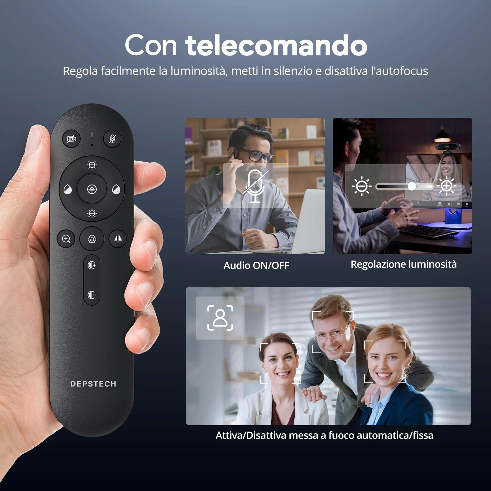 DEPSTECH DW49 PRO, 4K Webcam PC con Microfono, Web Camera e Zoom Ottico 3X, Autofocus, Correzione Automatica Luminosità, Microfono Riduzione Rumore Compatibile con WhatsApp, Facebook, Twitter, PC, Mac