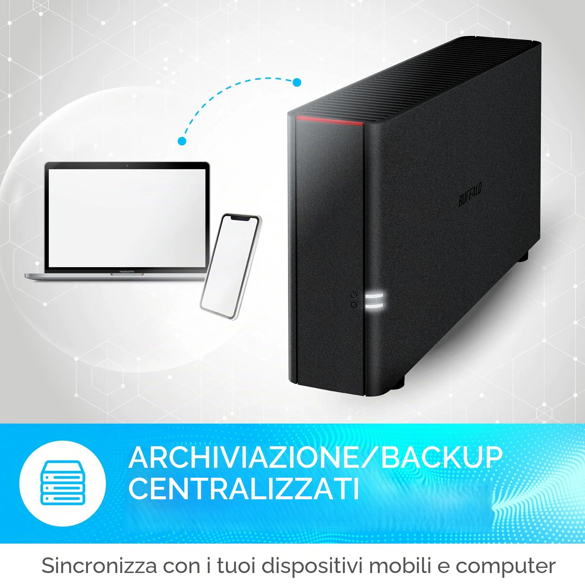 BUFFALO LinkStation 210 6TB 1-Bay NAS Network Attached Storage con HDD Hard Disk Incluso NAS Storage che funziona come Cloud domestico o dispositivo di archiviazione di rete per la casa