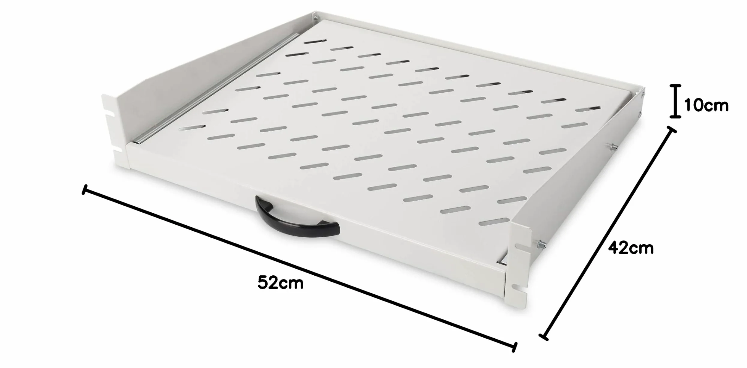 DIGITUS Ripiano Estraibile - 19 Pollici - 2U - Montaggio Frontale - Portata 30 kg - per armadi di Rete e Server - A Partire da 450 mm di profondità dell'Armadio - Grigio