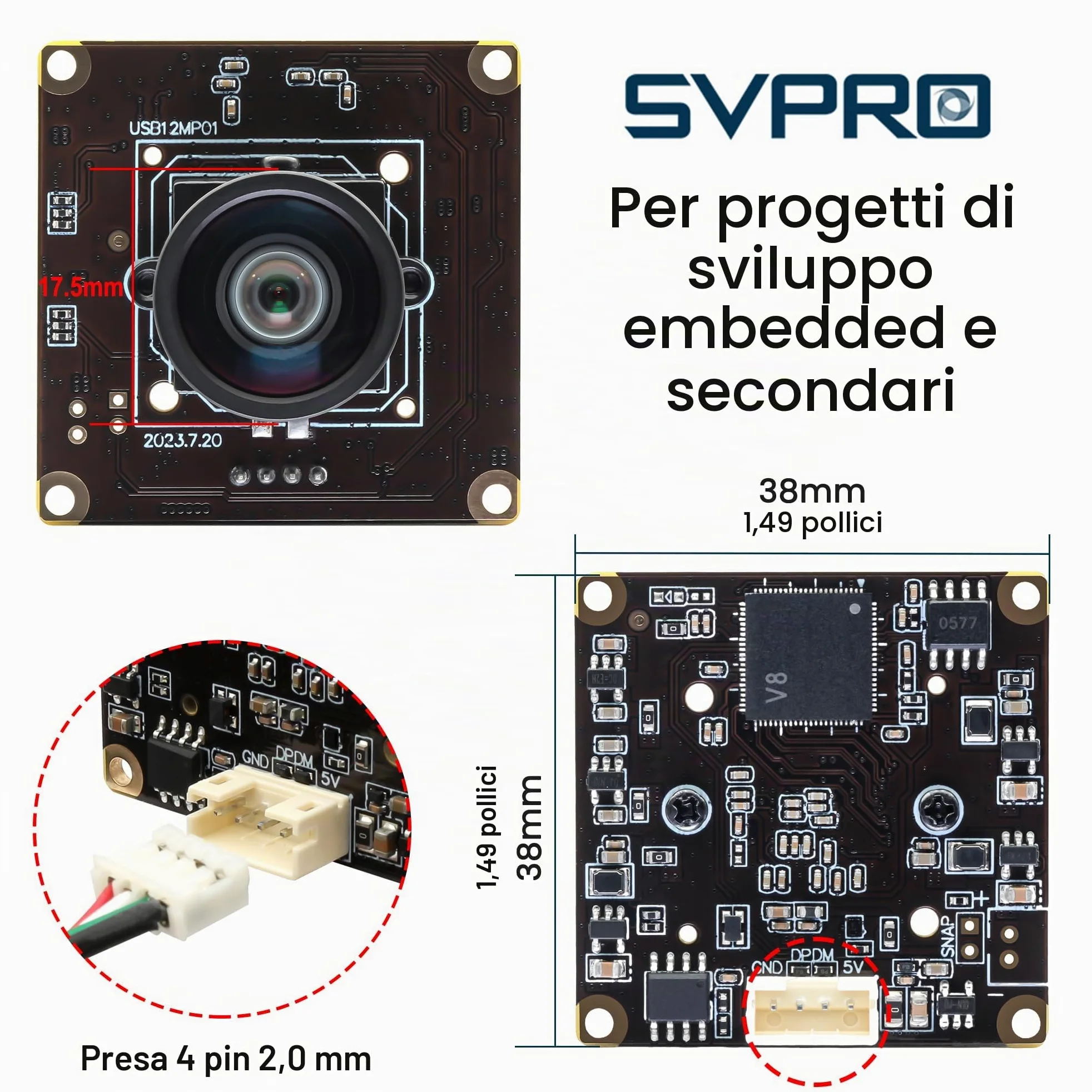 Svpro Modulo fotocamera USB 12 MP 4K 30 fps, IMX577 1080P 120 fps, telecamera ad alta velocità M12, grandangolo, PC, per Raspberry Pi