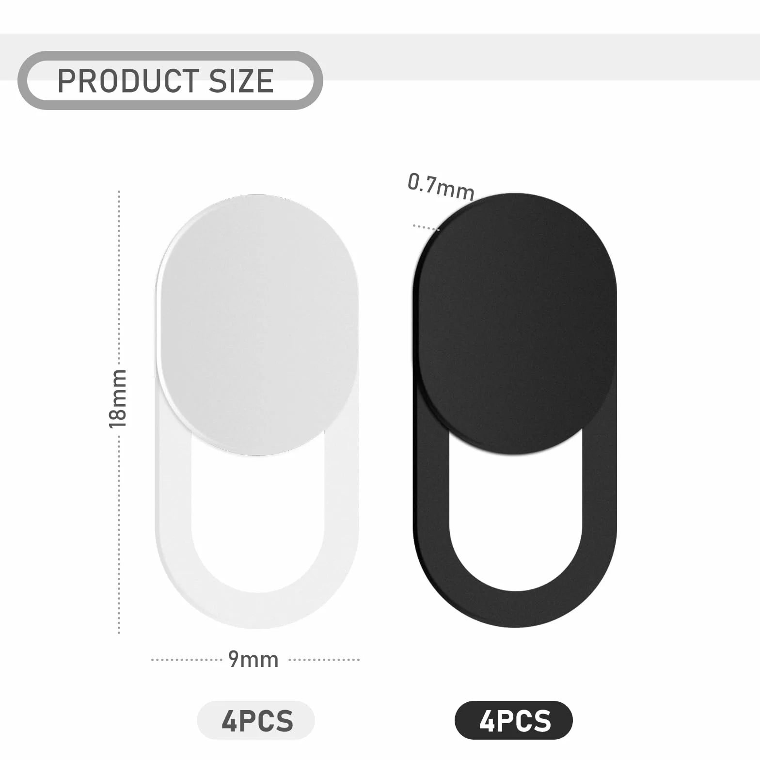 UKOFEW 8 Pezzi Webcam Cover, Copertura Webcam, Copri Webcam Slider, Ultra Sottile Camera Cover, per Laptop, PC, Computer Portatile, Phone, Tablet, Smartphones (Nero & Bianco)