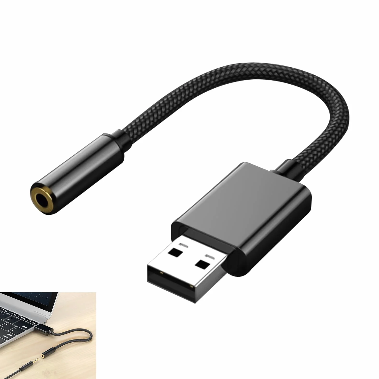 Adattatore Audio USB a Jack 3,5 mm Scheda Audio Esterna USB A a TRRS per Cuffie Microfono Compatibile con PC Laptop PS4 PS5 Switch Mac Linux Chromebook Windows 11 10 8 7 DAC 24bit 96kHz Plug and Play