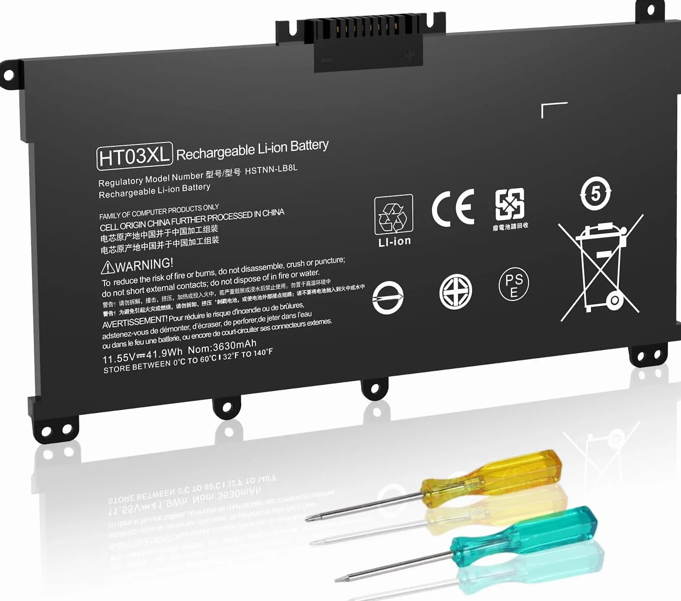 HT03XL - Batteria di ricambio HTO3XL L11119-855 per HP Pavilion 15-CS3073CL 15-CU0058NR 15-DA0014DX 15-DW0033NR 15T-CS300 HT03041XL L11421-2C2 L11444 21-54. 2 HSTNN-DB8R