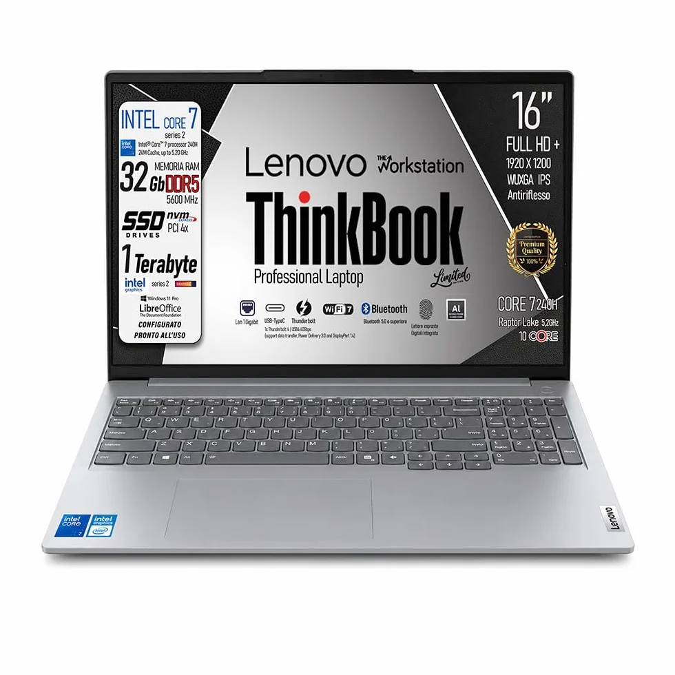 Lenovo Notebook Core 7 240H 5,2GHz DDR5 32GB 16" IPS WUXGA FHD+ SSD 1TB Wi-Fi 7