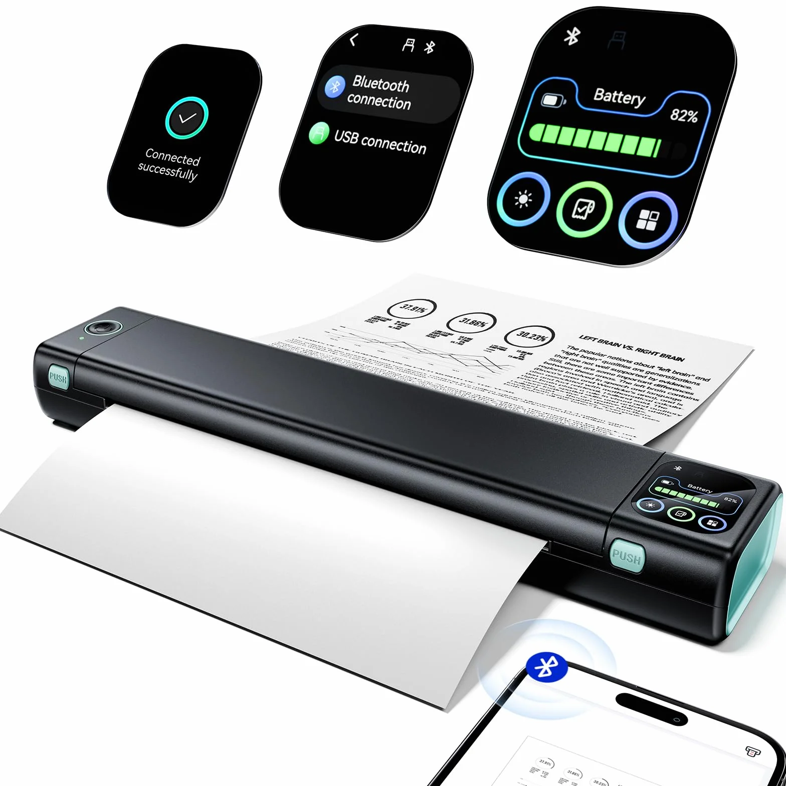Phomemo M08D Przenośna Drukarka Termiczna A4, Bluetooth, Bez Atramentu, Czarno-Biała, iPhone/PC/USB