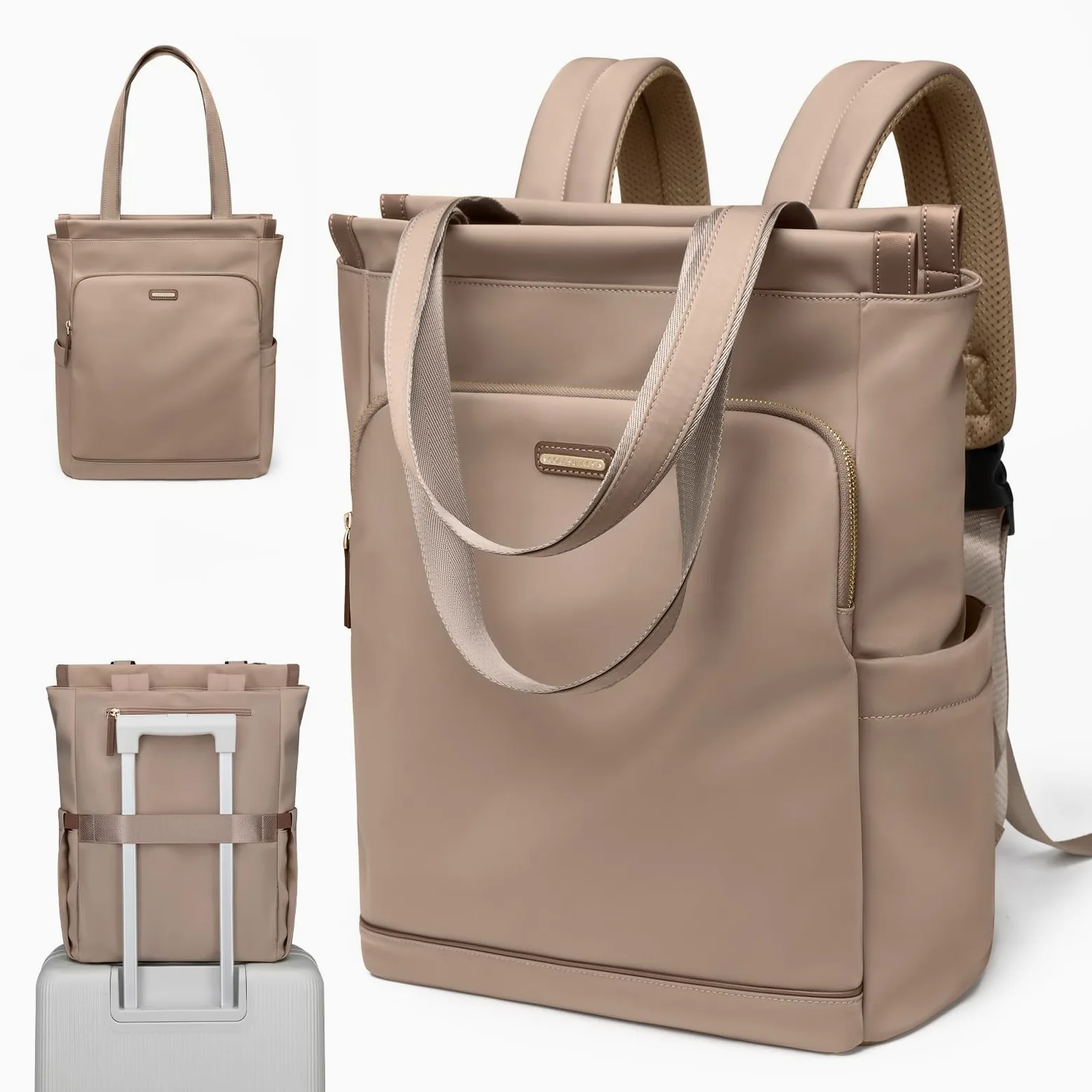 GOLF SUPAGS Zaino Convertibile per Donna Laptop Casual Travel Bag Notebook per Lavoro College Viaggi di Piacere(Champagne)