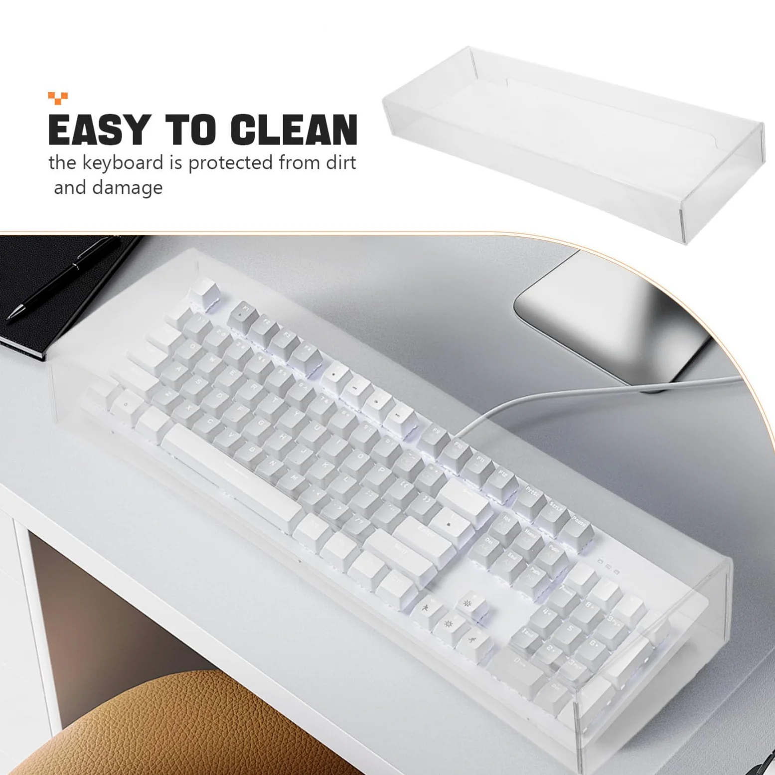 BESPORTBLE Copertura Protezione per Tastiera e Acrilico Trasparente Bianco Antipolvere Facile da Pulire per Tastiere da Computer Portatili e Meccaniche