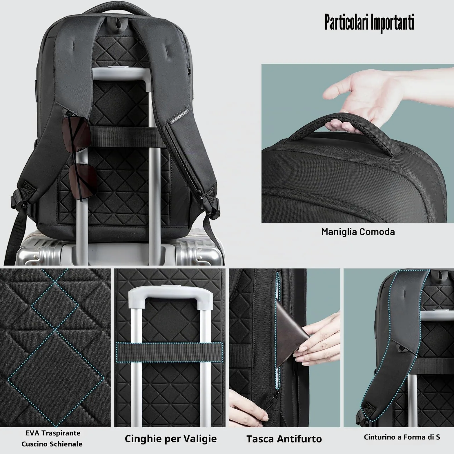 Zaino Uomo per Laptop Computer Zaino da Lavoro da 16 pollici con Porta di ricarica USB Zaino Porta PC da Viaggio Leggero Resistente all'acqua e Antifurto per Ufficio Lavoro Università Scuola-Nero