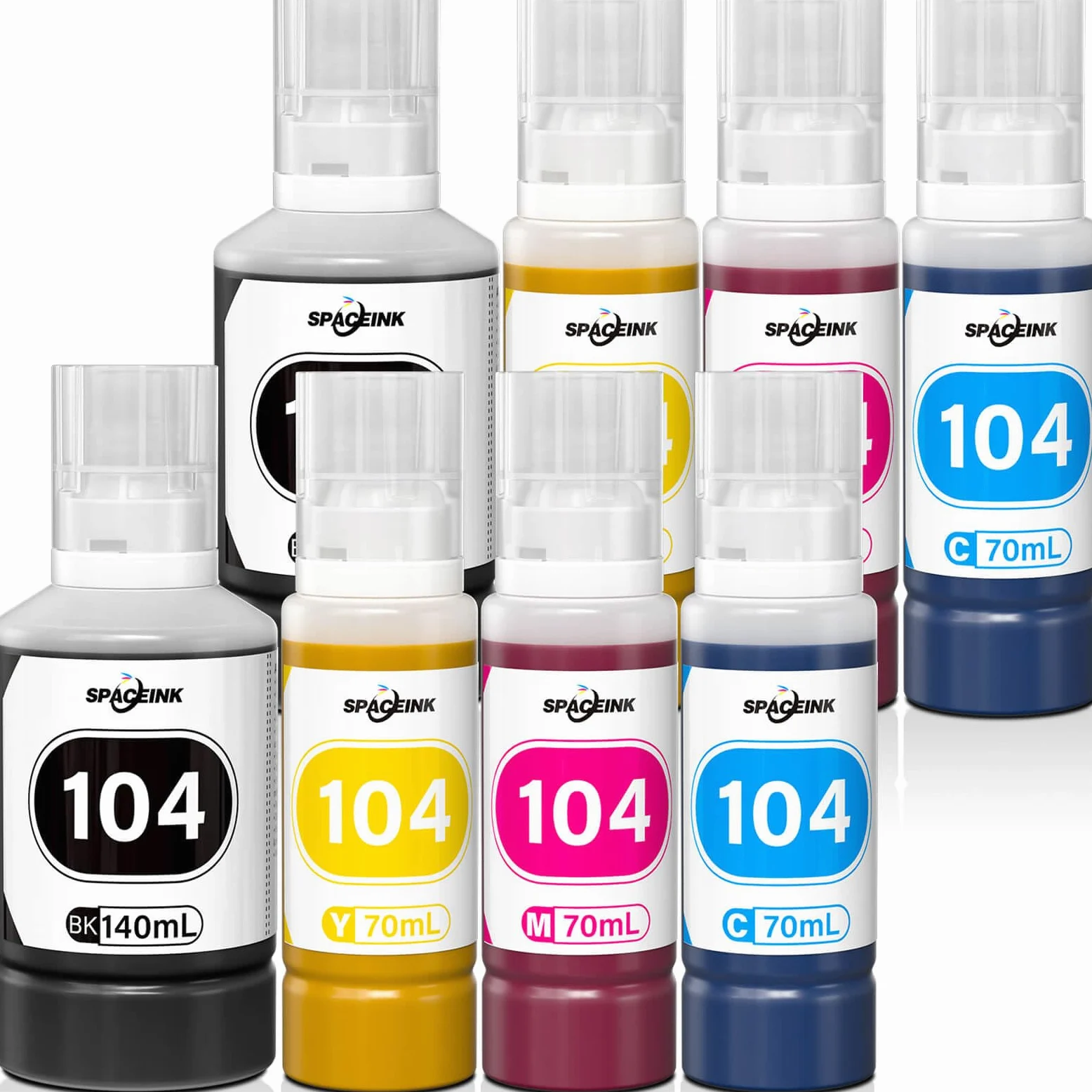 Inchiostro 104 Multipack 2 Set Compatibile per Epson 104 Inchiostro ET-2820 ET-4800 ET-2870 ET-2810 ET-2862 ET-2826 ET-2856 ET-4810 ET-2811 ET-2812 ET-2 4 ET-2 815 Stampanti (2 Neri 2 Ciano 2 Magenta