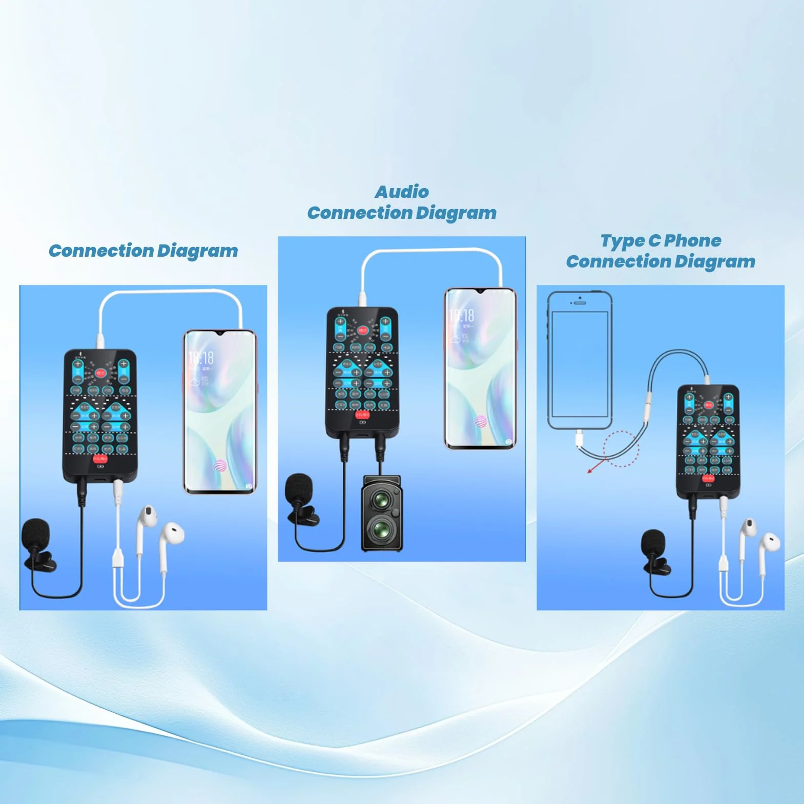 Mini Cambia Voce, 8 Effetti Sonori Supportano L'abbellimento Multilingue, Scheda Audio Portatile per Streaming Live, Telefono Cellulare, Computer
