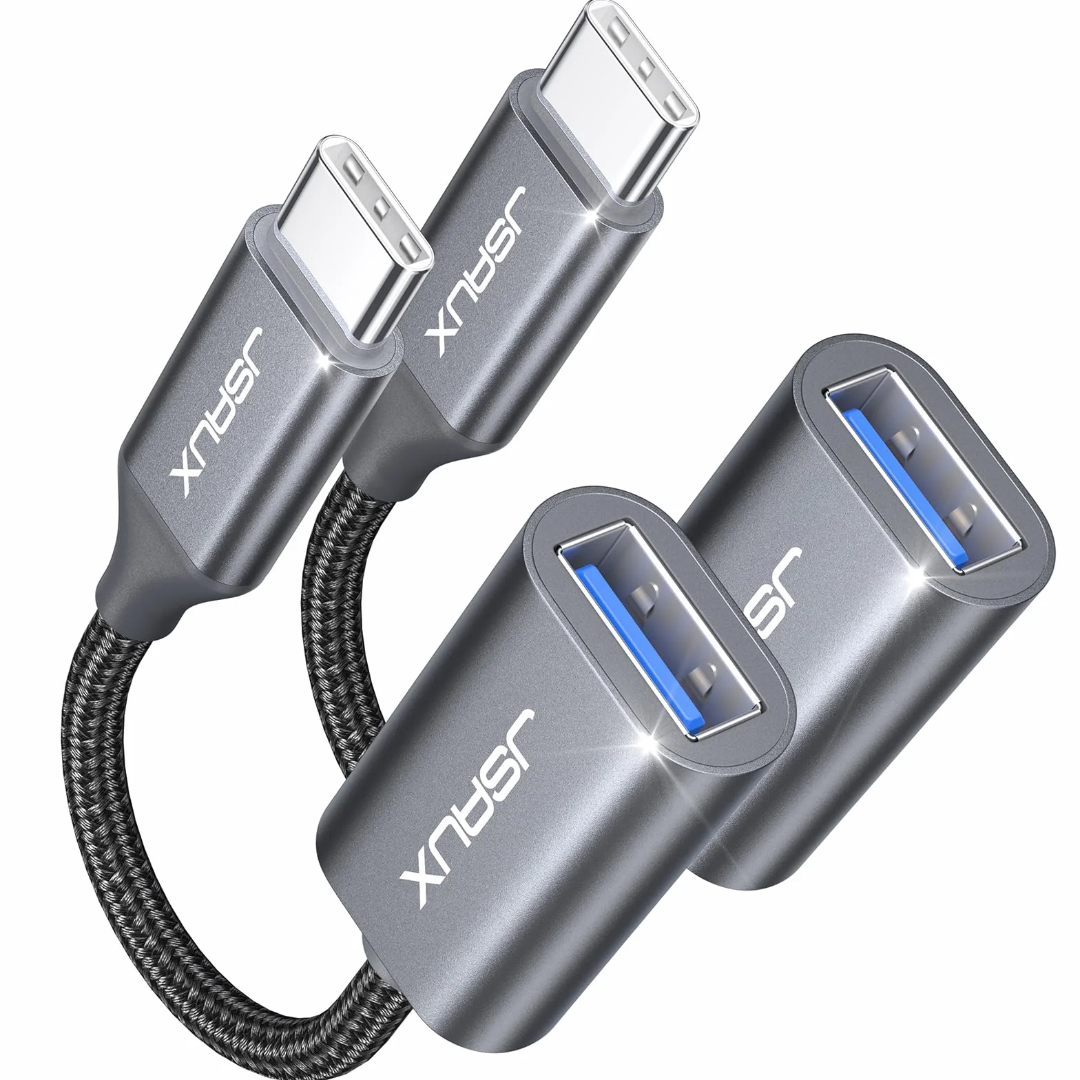 JSAUX Adattatore da USB C a USB 3.0 Cavo OTG USB di Tipo C Maschio a USB Femmina Compatibile con iPhone 16 Pro Max, iPad Pro, MacBook Pro, Galaxy S24 Ultra, Huawei