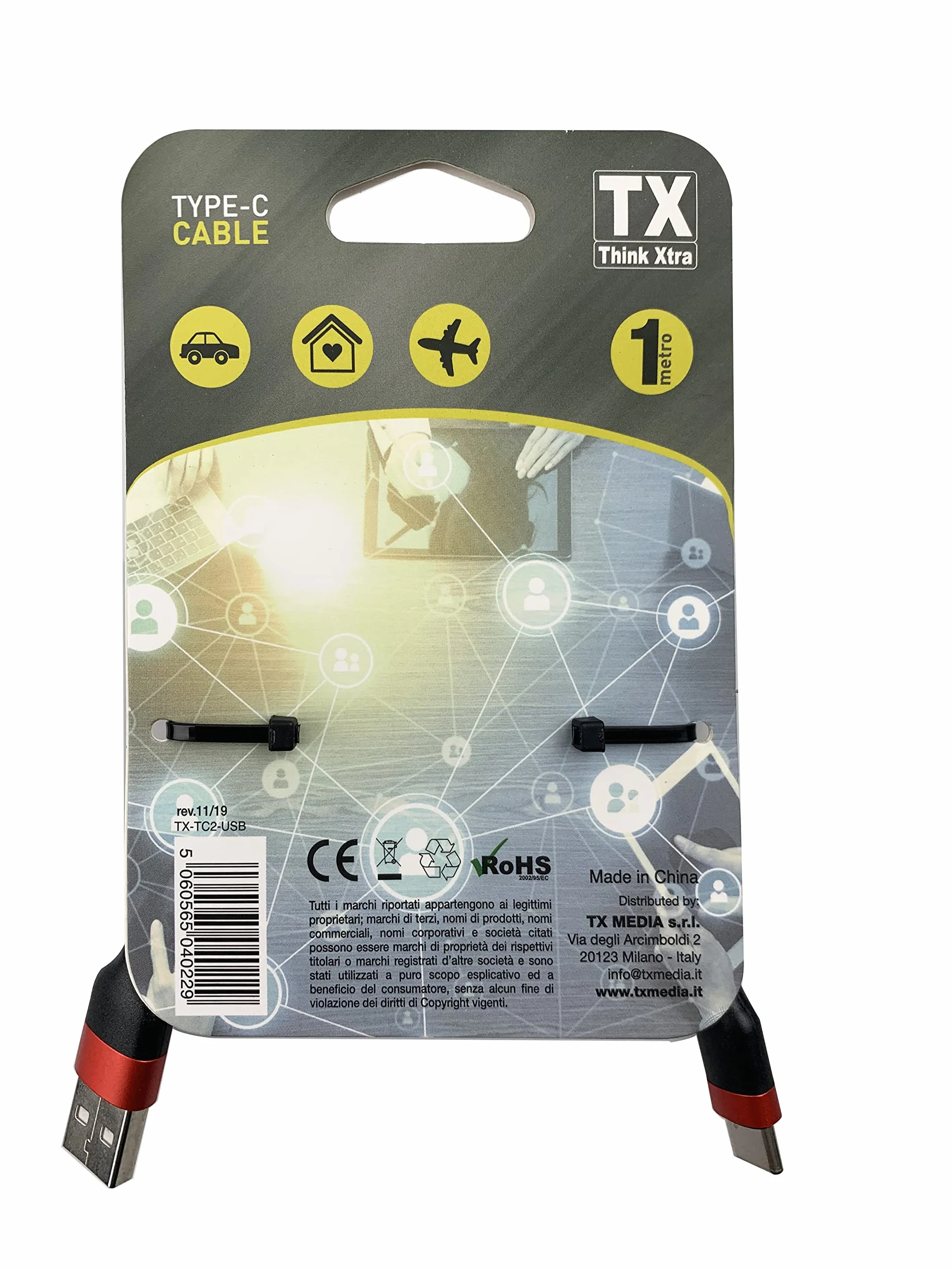 Tx Think Xtra Cavo Type C - USB A Easy Pack 1mt