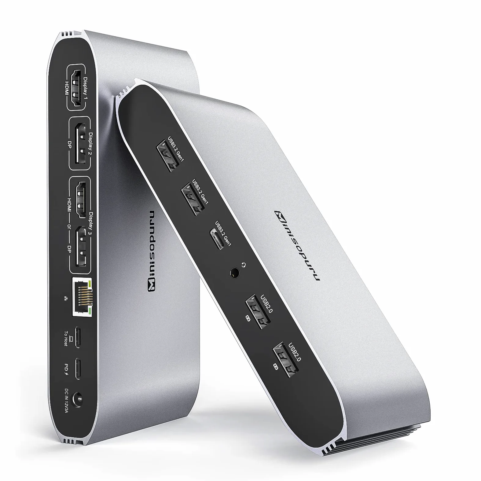 Minisopuru USB C Docking Station (13 IN 1), Displaylink Triple Display Docking Station per MacBook M1/M2/M3/M4/Windows, con 2 HDMI e 2 DisplayPort, 100W PD, dati USB-C, Ethernet, audio, 4 porte USBA