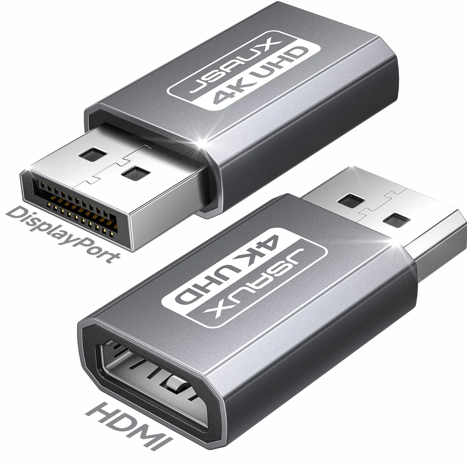 JSAUX 4K Adattatore DisplayPort a HDMI 2 Pezzi, Convertitore DP da PC a monitor HDMI Video UHD 1080P@120 Hz, 2K@60Hz, 4K@30 DP maschio a HDTV femmina compatibile con Dell, Lenovo, HP, NVIDIA, Desktop
