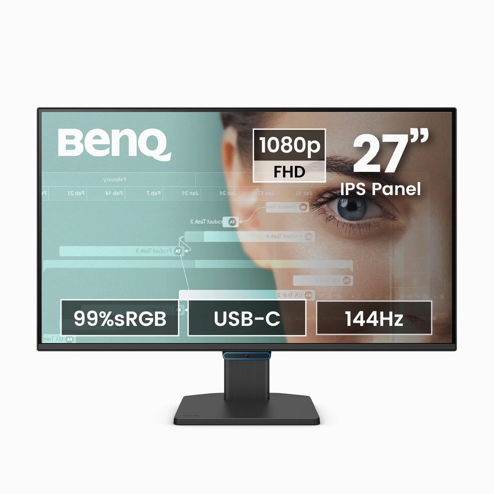 BenQ GW2790C 27" 1080p FHD 144Hz IPS Eye-Care Monitor casa-ufficio, USB-C, 1080x1920, Ottimizzatore Visivo, Senza Sfarfallio, Luce Blu Bassa, Cornice Ultra Sottile, Certificato TÜV, Eye-CareU