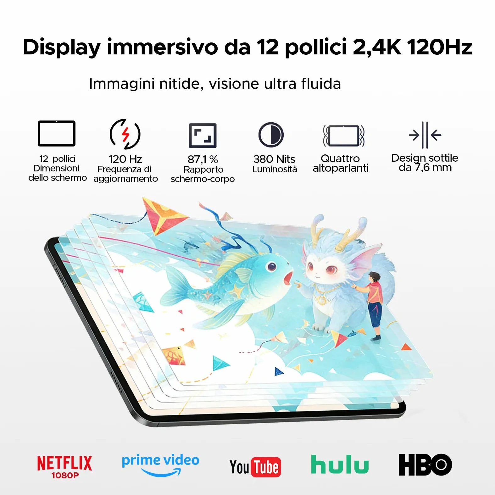 P12 Pro Tablet con Sim 2.4K 120Hz & Gemini AI, 48GB+256GB/2TB Tablet 12 Pollici & 12000mAh/18W Tablets Android 16, T7300 Octa Core Tablets con Tastiera, 4 Speakers/Widevine L1/Mouse/Custodia