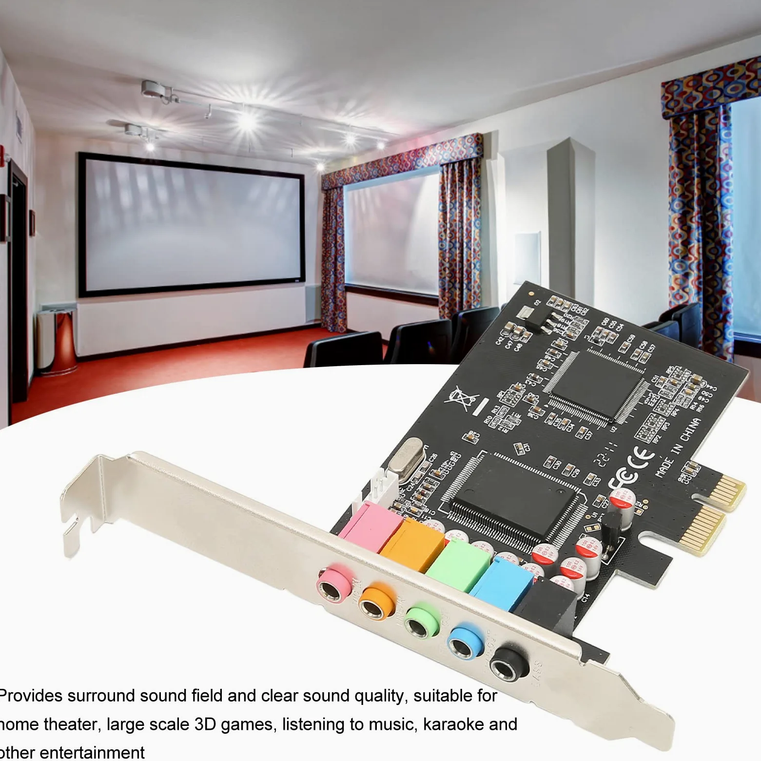 Scheda Audio PCI Express 5.1 per Computer - Audio Surround a 6 Canali, 24 Bit 48 KHz, Interna per Giochi 3D e Home Theater