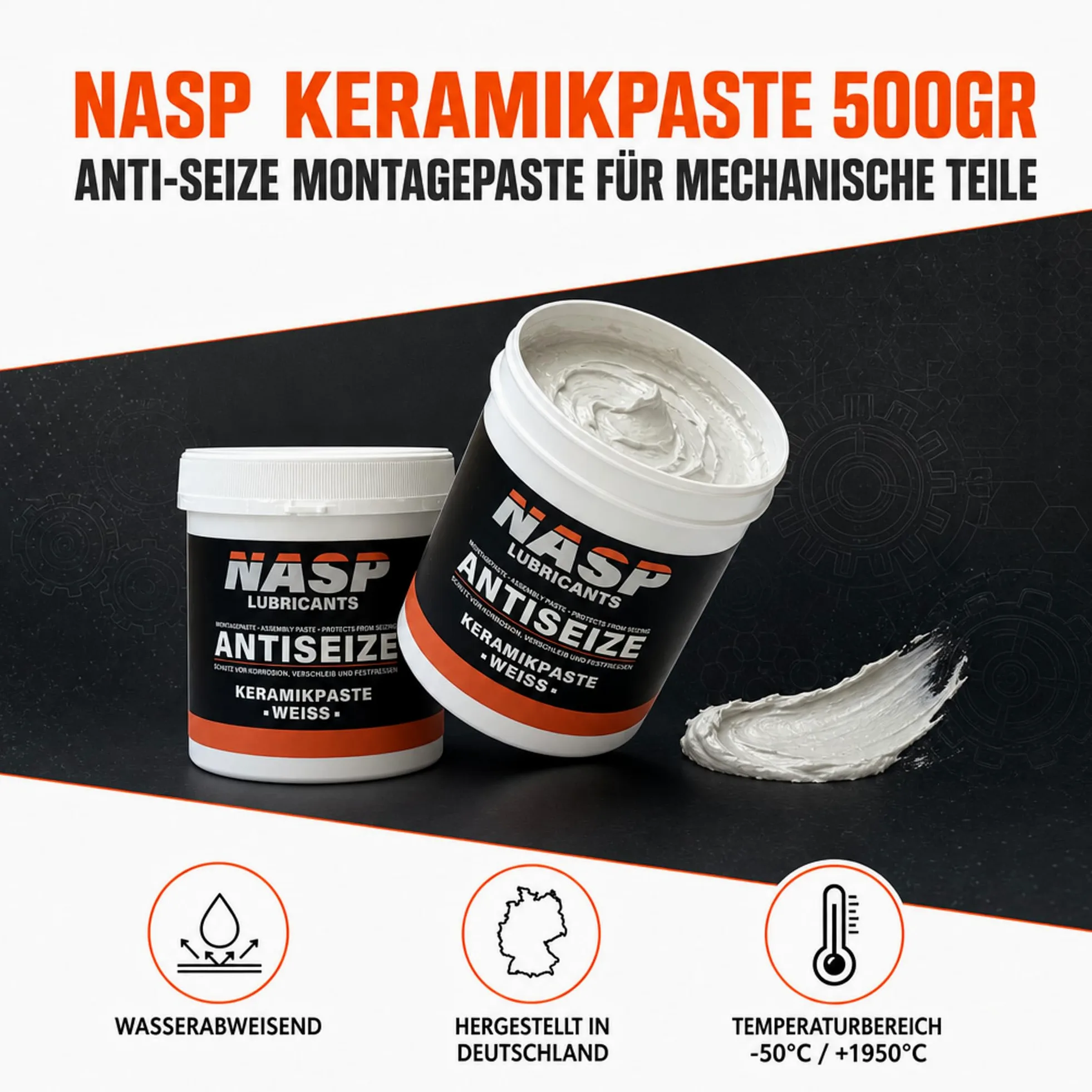 NASP Ceramic Paste 500 g | Anti-Seize Metal-Free mounting Paste Heat-Resistant Against Corrosion Seizure