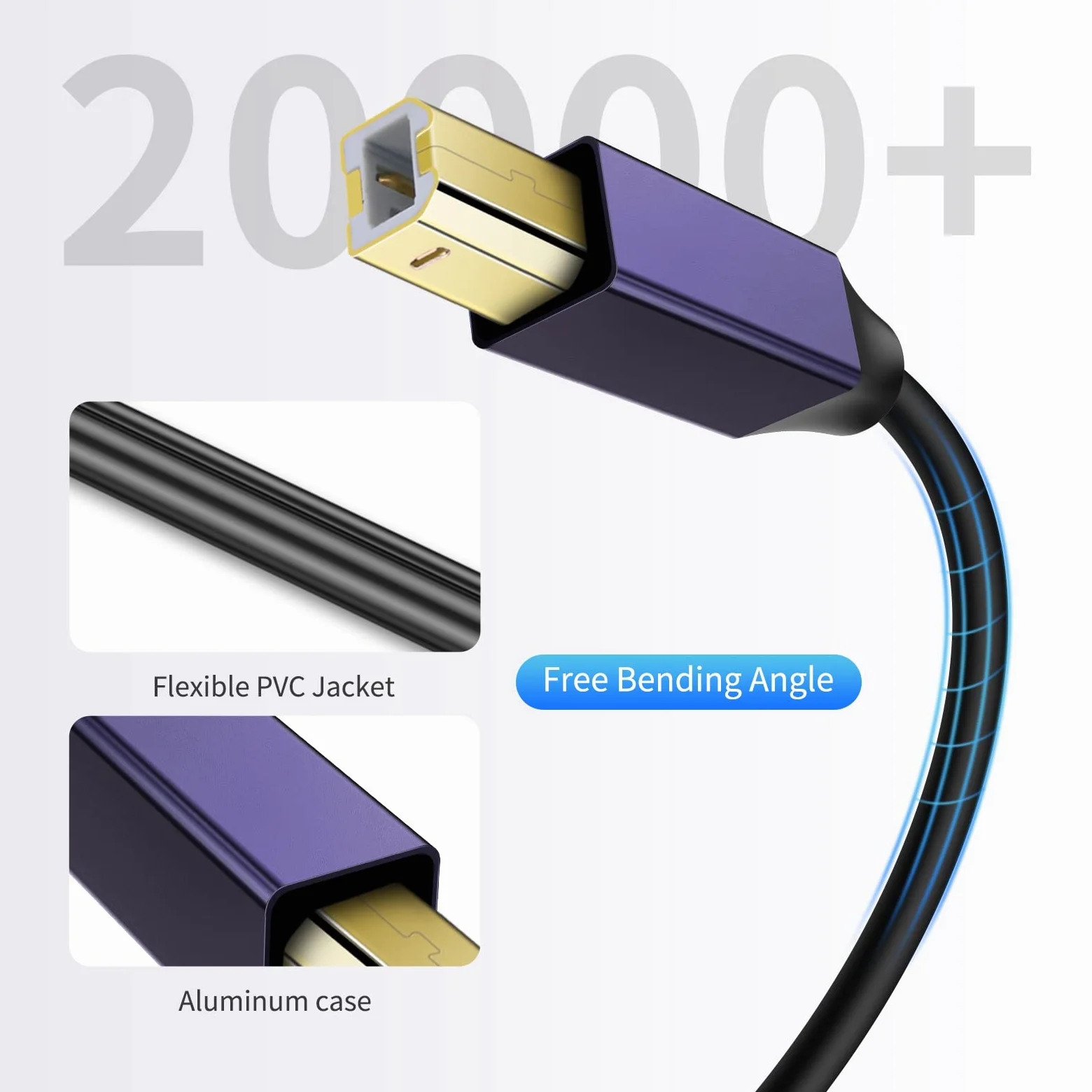 Cavo per stampante USB 2.0 attivo da 15,2 m, da maschio a B maschio, ad alta velocità, per stampante, scanner, ripetitore, per HP, Canon, Lexmark, Epson, Dell, Samsung, ecc