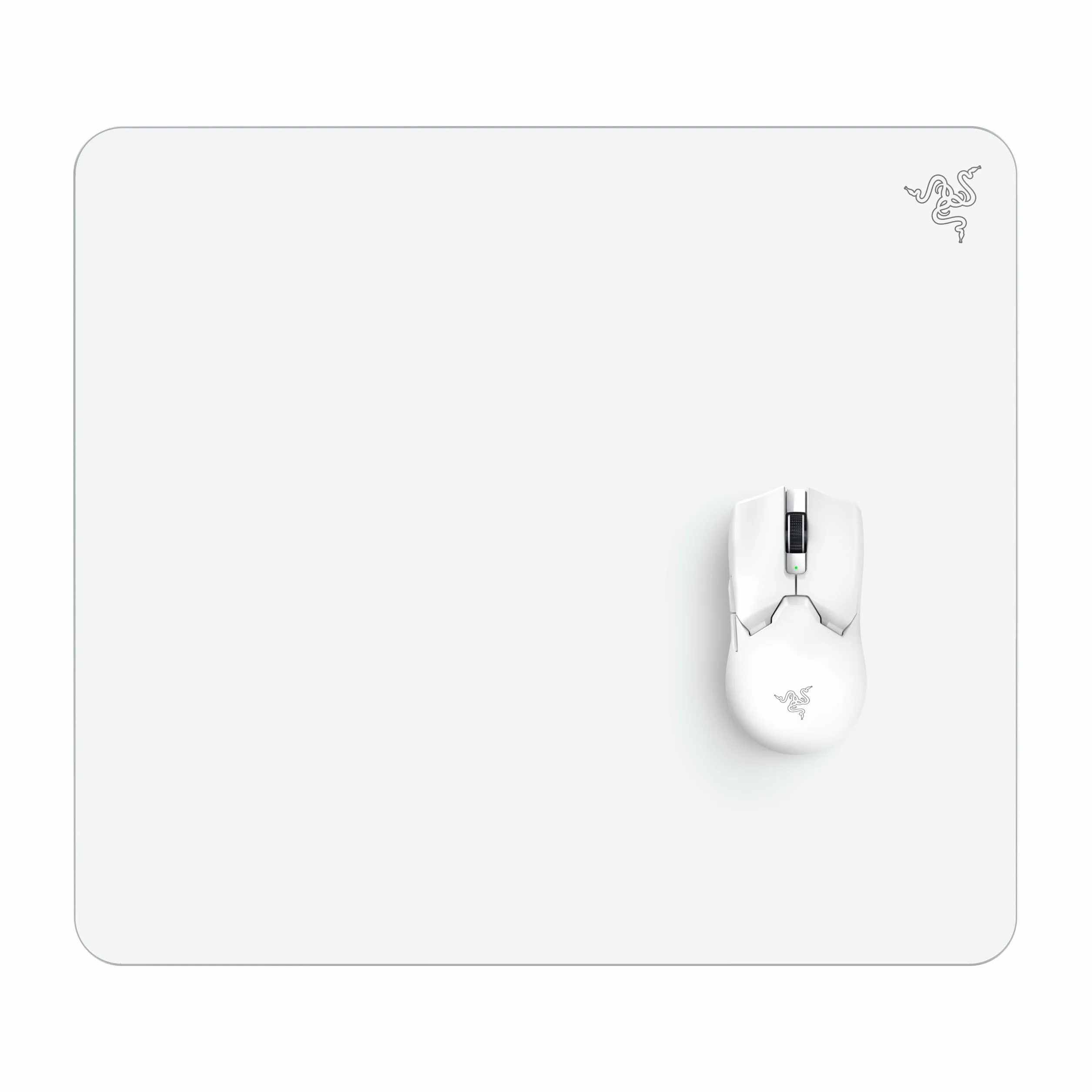 Razer Atlas - Tappetino per mouse in vetro (Vetro temperato premium, Superficie microincisa, Resistente a sporco e graffi, Movimenti del mouse più silenziosi, Base in gomma antiscivolo) Bianco