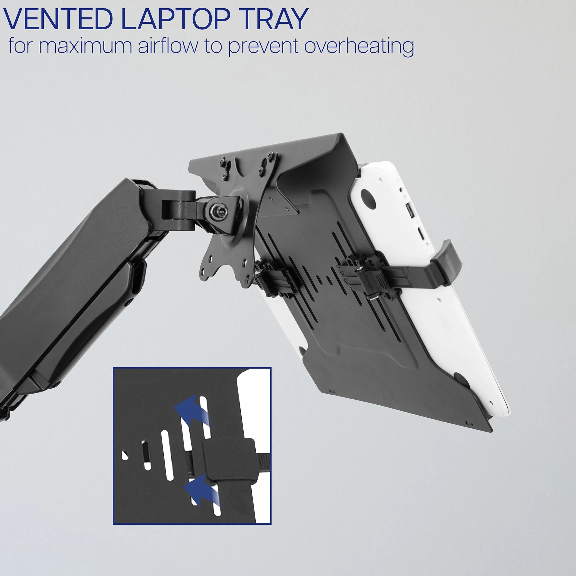 VIVO Supporto da parete per computer portatile, braccio esteso pneumatico regolabile in altezza, vassoio per notebook articolato a movimento completo, adatto a schermi da 10 a 15,6", nero,