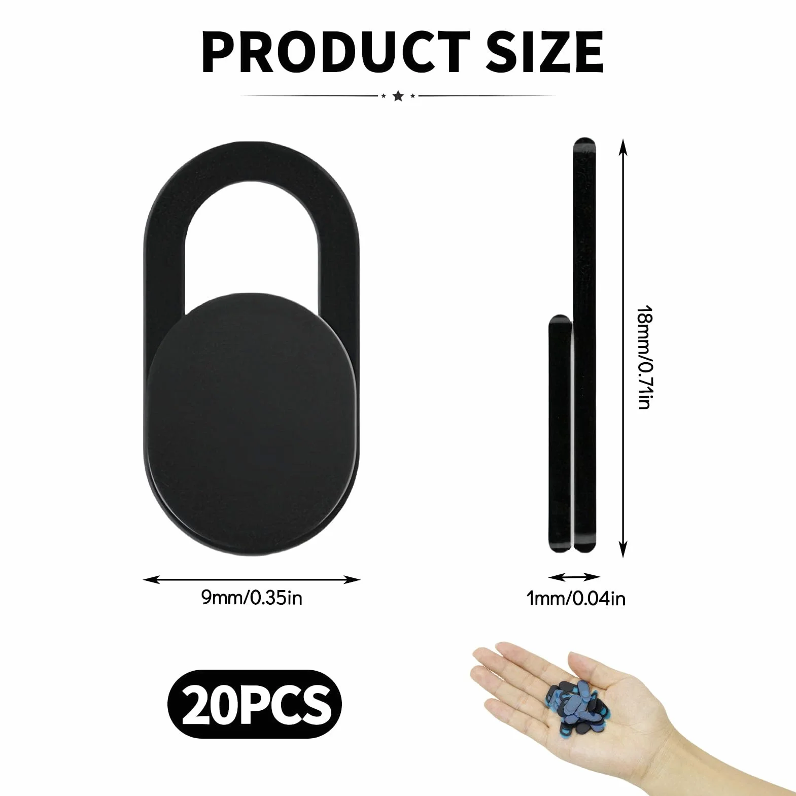 20 Pezzi Copri Webcam, Copertura Webcam Cover Slider Copri Fotocamera Webcam PC Portatile Accessori per Laptop, PC, Tablet, Smartphone, MacBook Protezione Privacy Nero