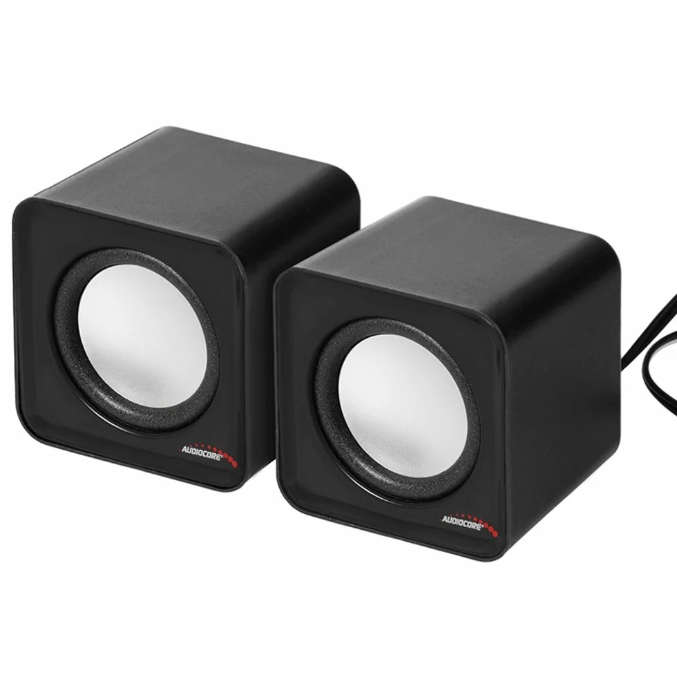 Audiocore Altoparlanti Computer PC USB 2.0 Potenza 2x3W jack da 3,5 mm Mini ROSSO e NERO (Nero)