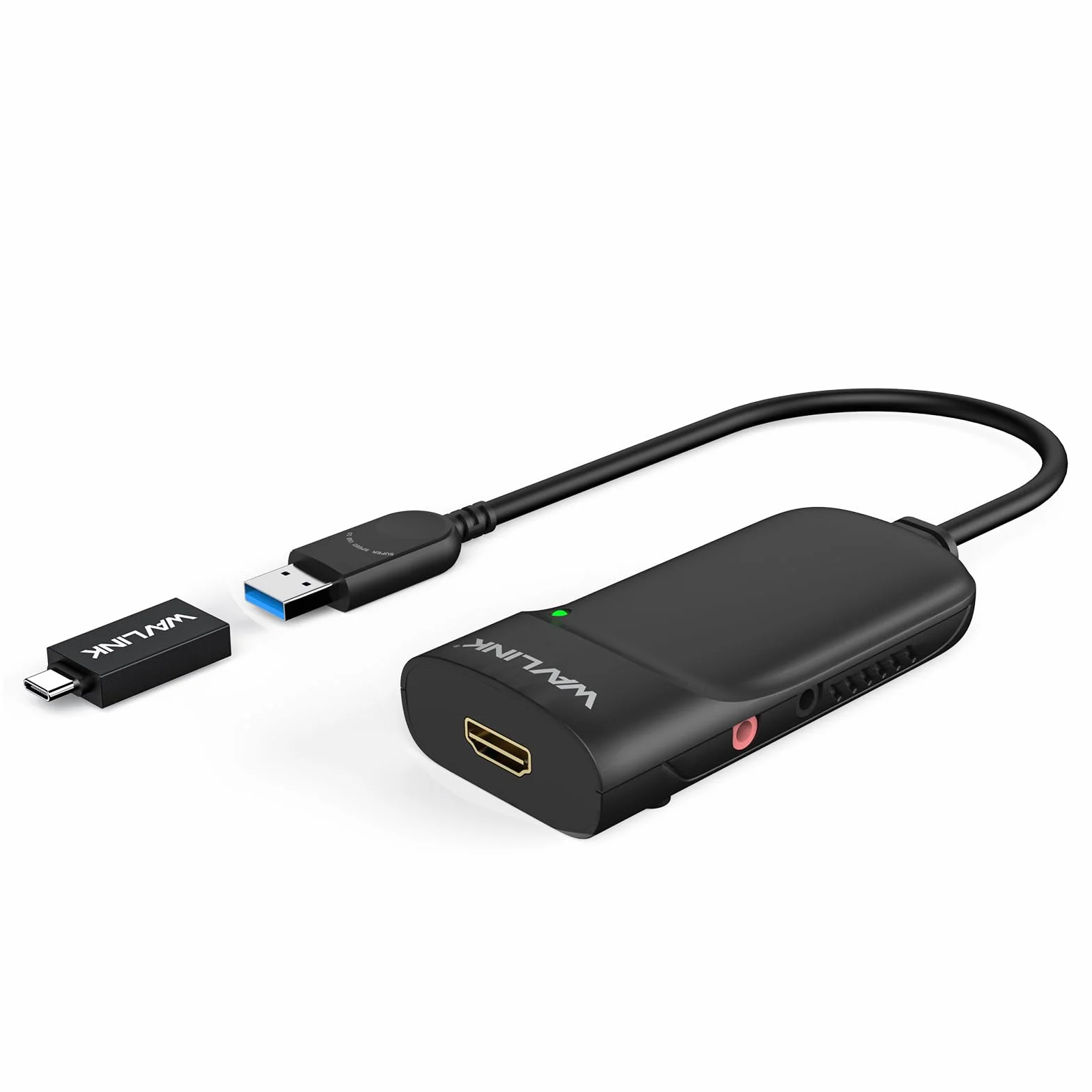 WAVLINK Adattatore USB C a HDMI, Adattatore HDMI 2K, Convertitore USB 3.0 a HDMI, Chip Displaylink supportano fino a 6 Monitor per Windows