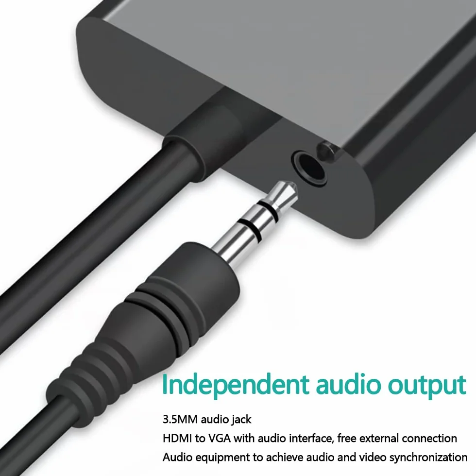Vinmooog Adattatore HDMI a VGA Cavo HDMI su VGA adattatore hdmi vga,1080P cavo hdmi vga adattatore hdmi in Oro con porta audio da 3,5mm per Pc,Laptop,Proiettori,PS4/3