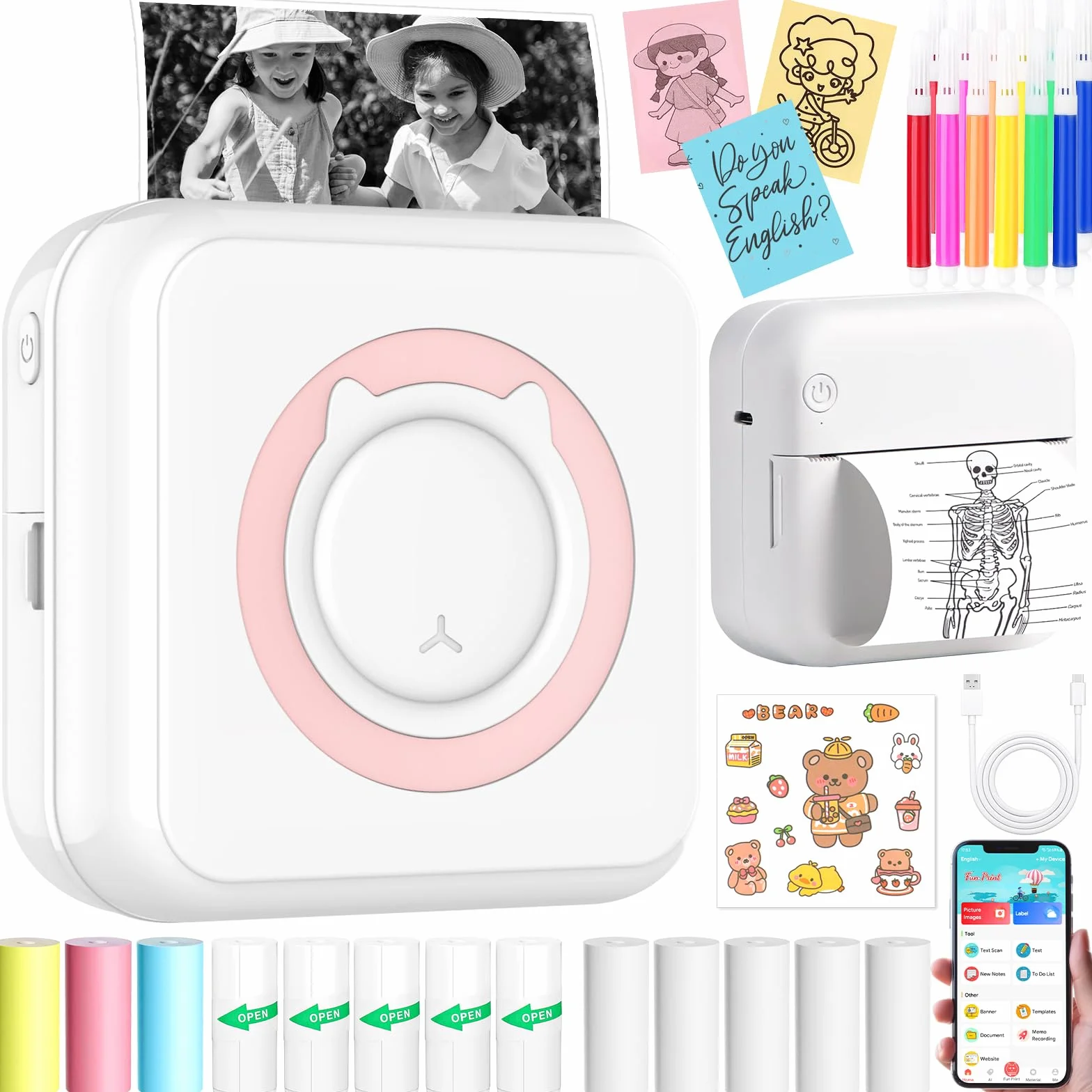 Mini Stampante Fotografica Istantanea Portatile Bluetooth Termica per Foto Note Diario