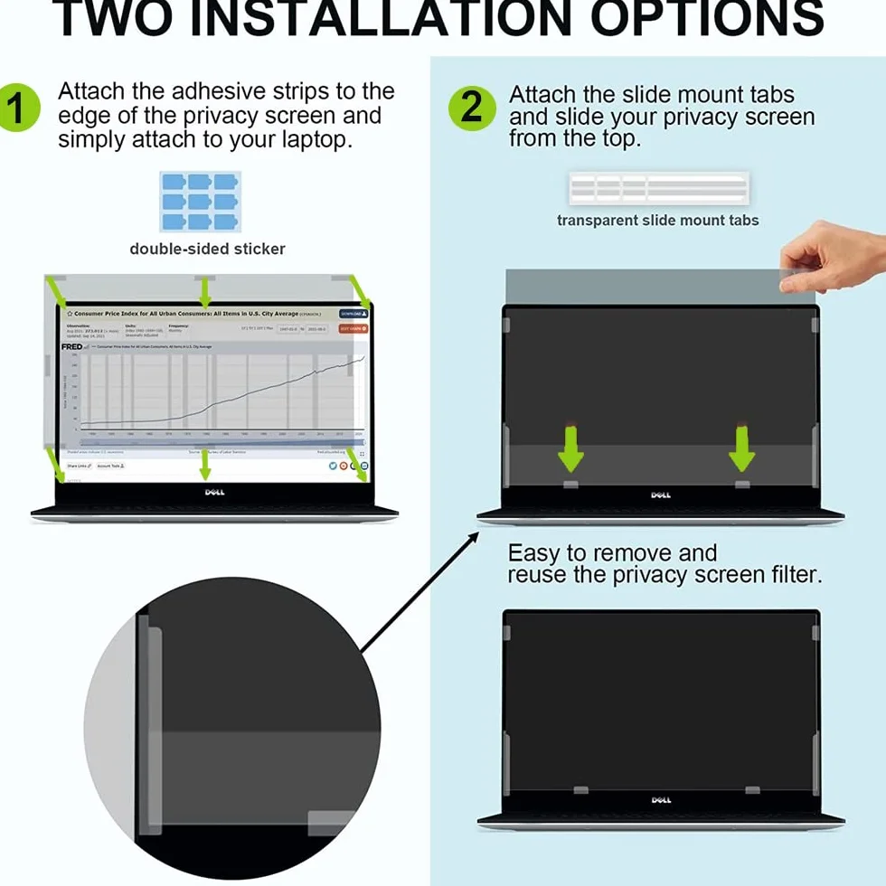 Filtro Privacy per Laptop 15.6" pollice, widescreen 16:9 - Filtro Schermo/Pellicola di Protezione
