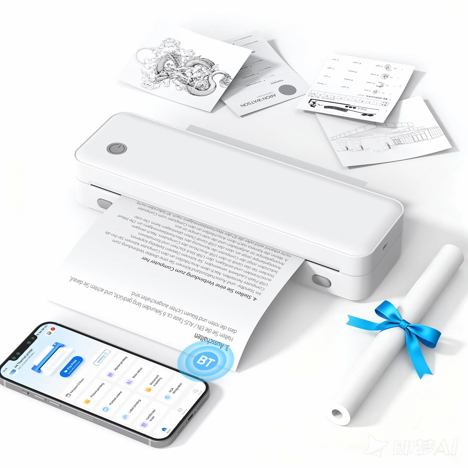 Bisofice D82 Stampante Portatile A4 Termica Bluetooth per Ufficio Viaggio Casa