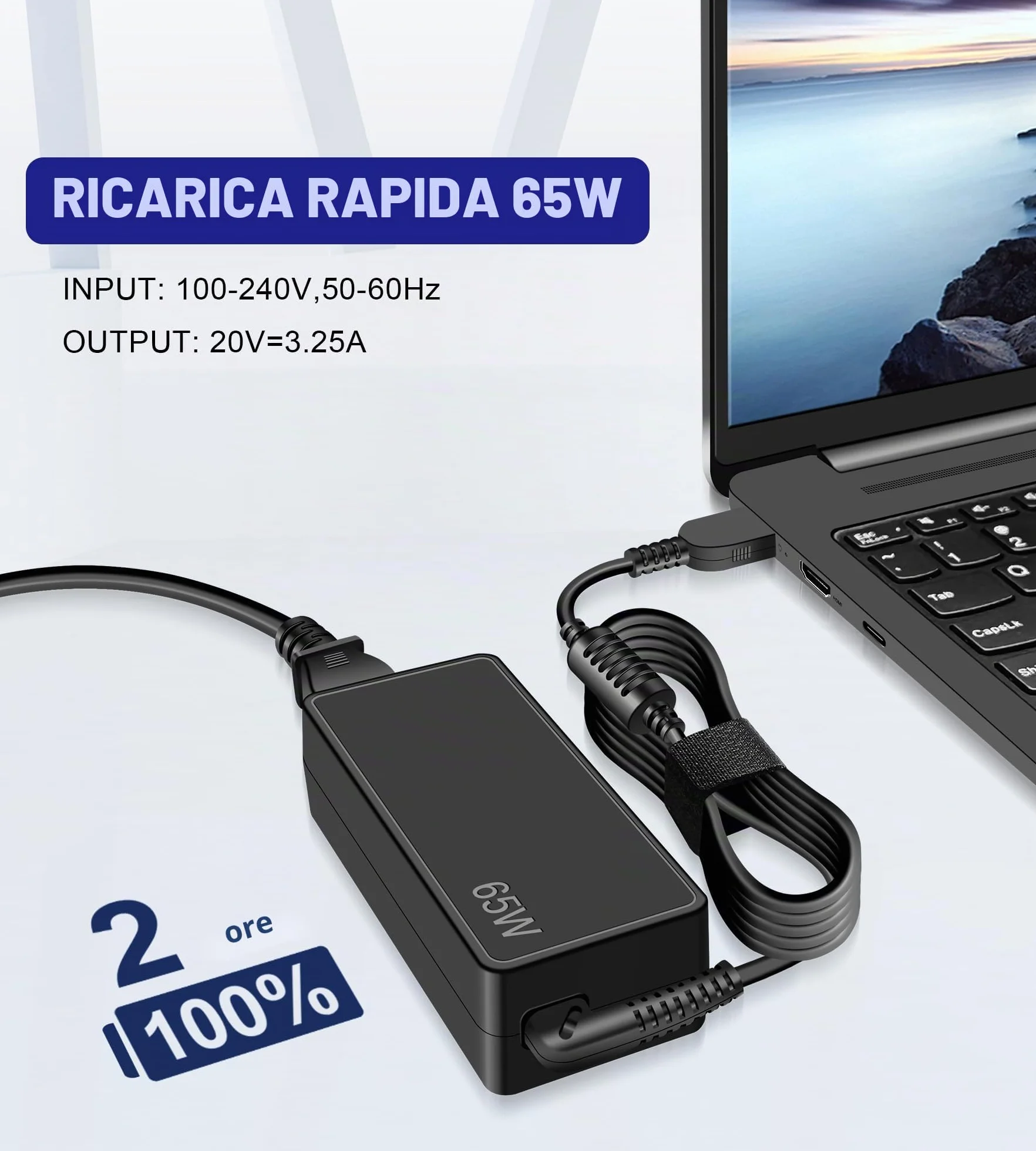 65W Caricatore per Lenovo G40 G50 70 80 Thinkpad T470 T470S T460 T460S T450 T440 T560 E540 E560 E570 L440 L450 IdeaPad Yoga 11S X240 X250 ADLX65NLC3A ADLX65NLC2A Alimentatore
