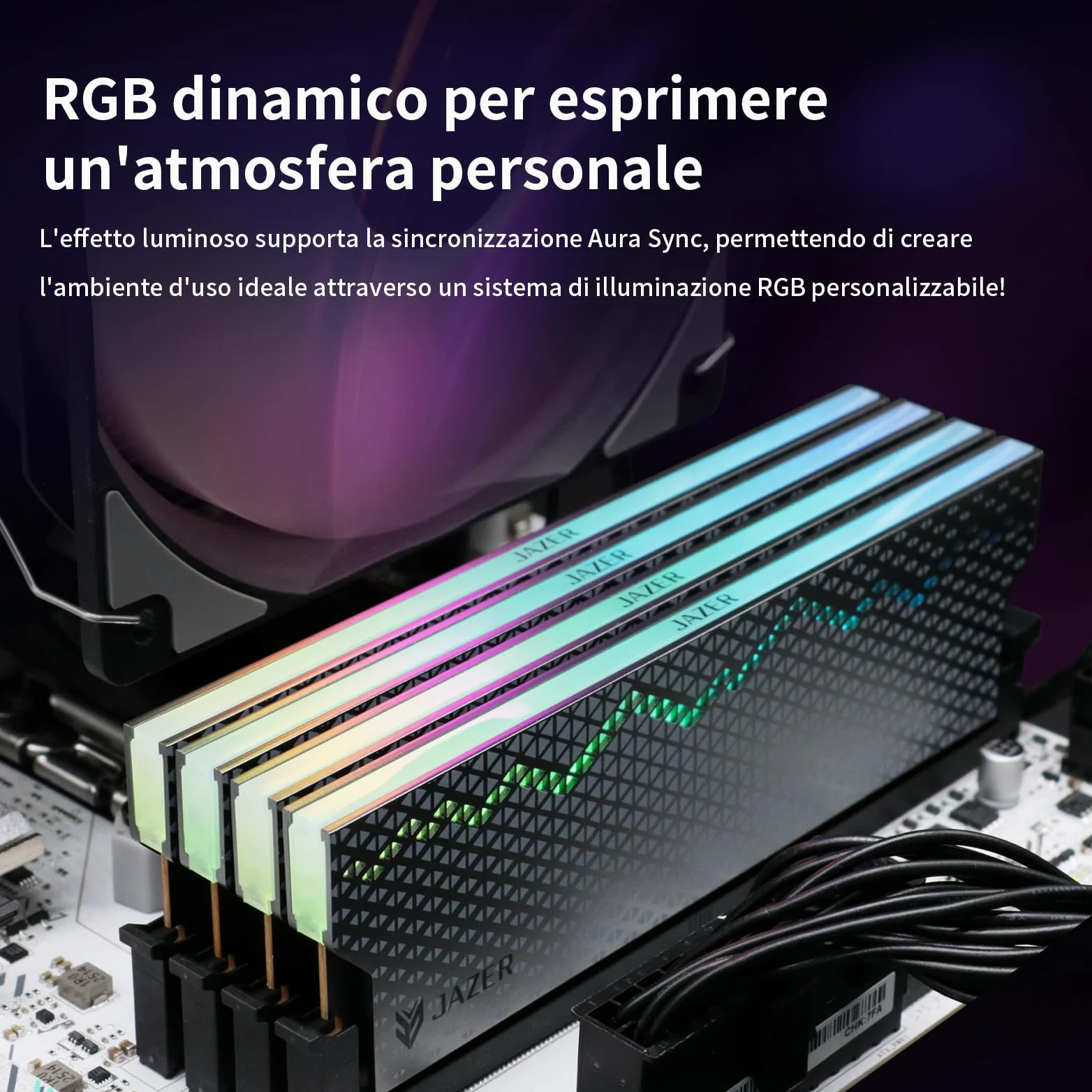 JAZER RGB RAM DDR5 32GB Kit (2x16GB) 6000MHz CL36, Memoria Desktop PC UDIMM DRAM 288-Pin, Memoria Computer da gioco DDR5 ad alte Prestazioni Supporto Intel XMP 3.0/AMD EXPO, AI, CL36-40-40-96, 1.35V