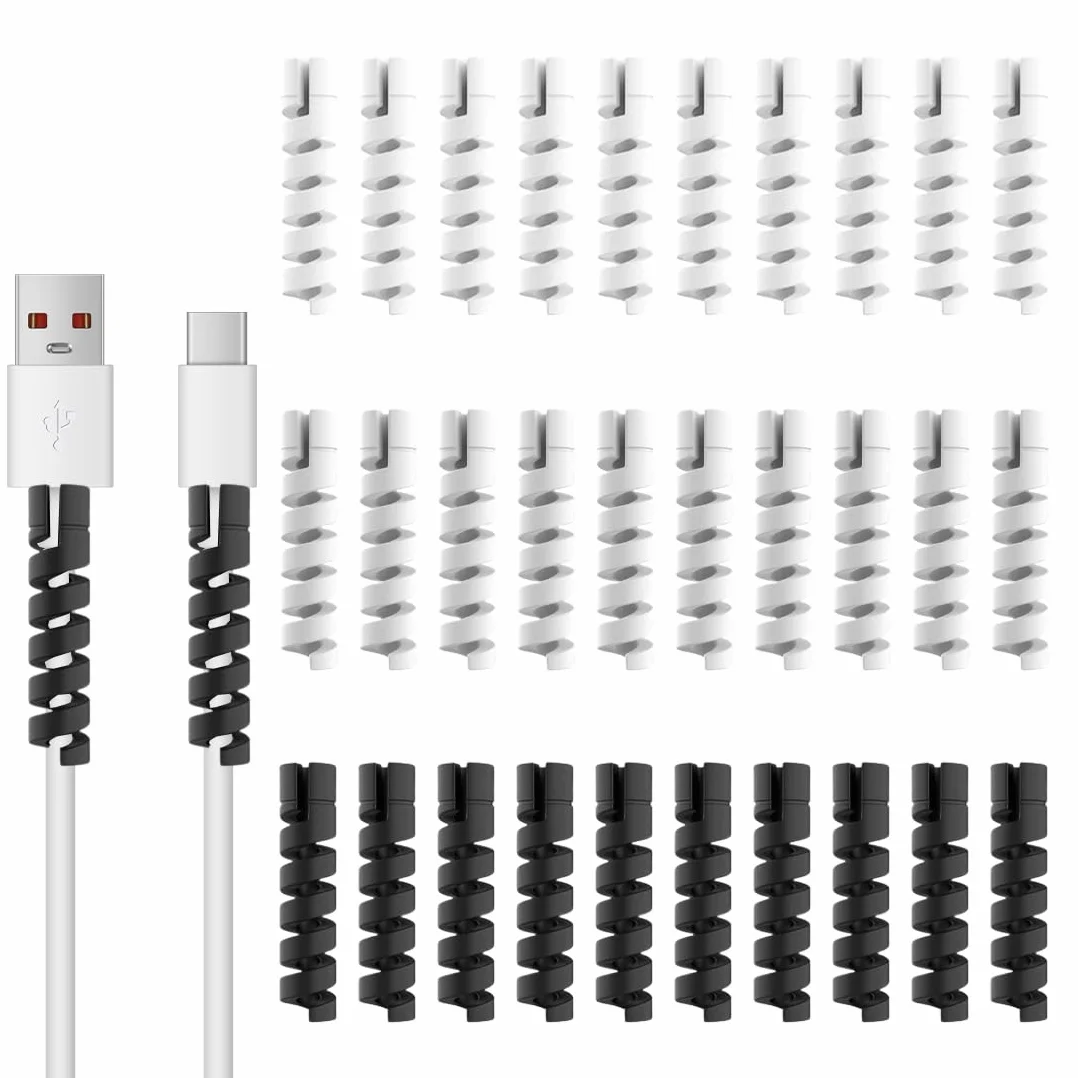 30 Pezzi Salvacavo per Caricabatterie Flessibile Silicone Micro USB Protector Tuta di Protezione per Cavo del Mouse per Tutte Le Linee Dati del Cellulare