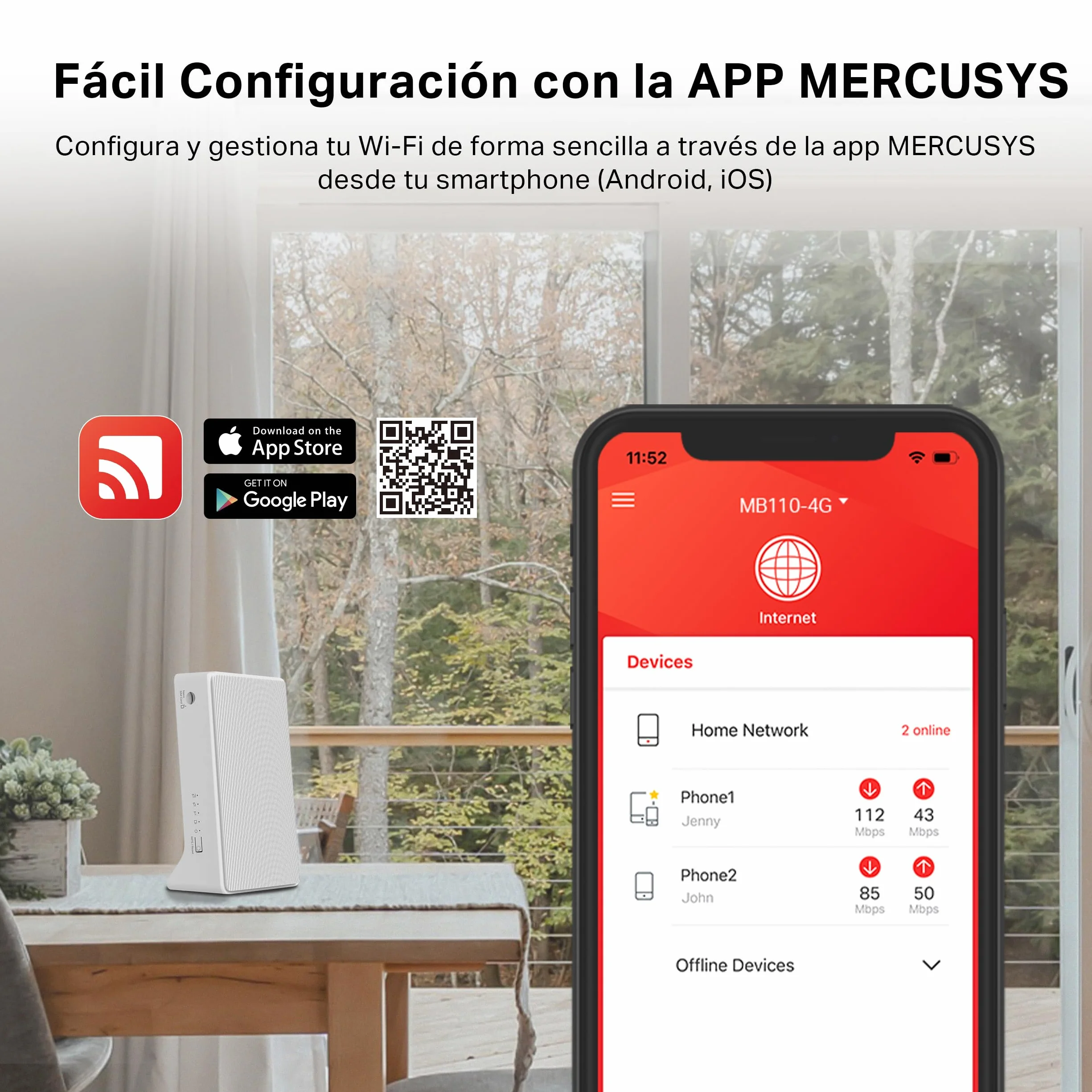 Mercusys TP-Link MB110-4G Router Wifi con Sim LTE Wireless N300Mbps 4G, Porta LAN/WAN, VPN,Senza Configurazione, Antenne Interne, Porte Antenna Esterna, Compatibile con Tutti Gli Operatori