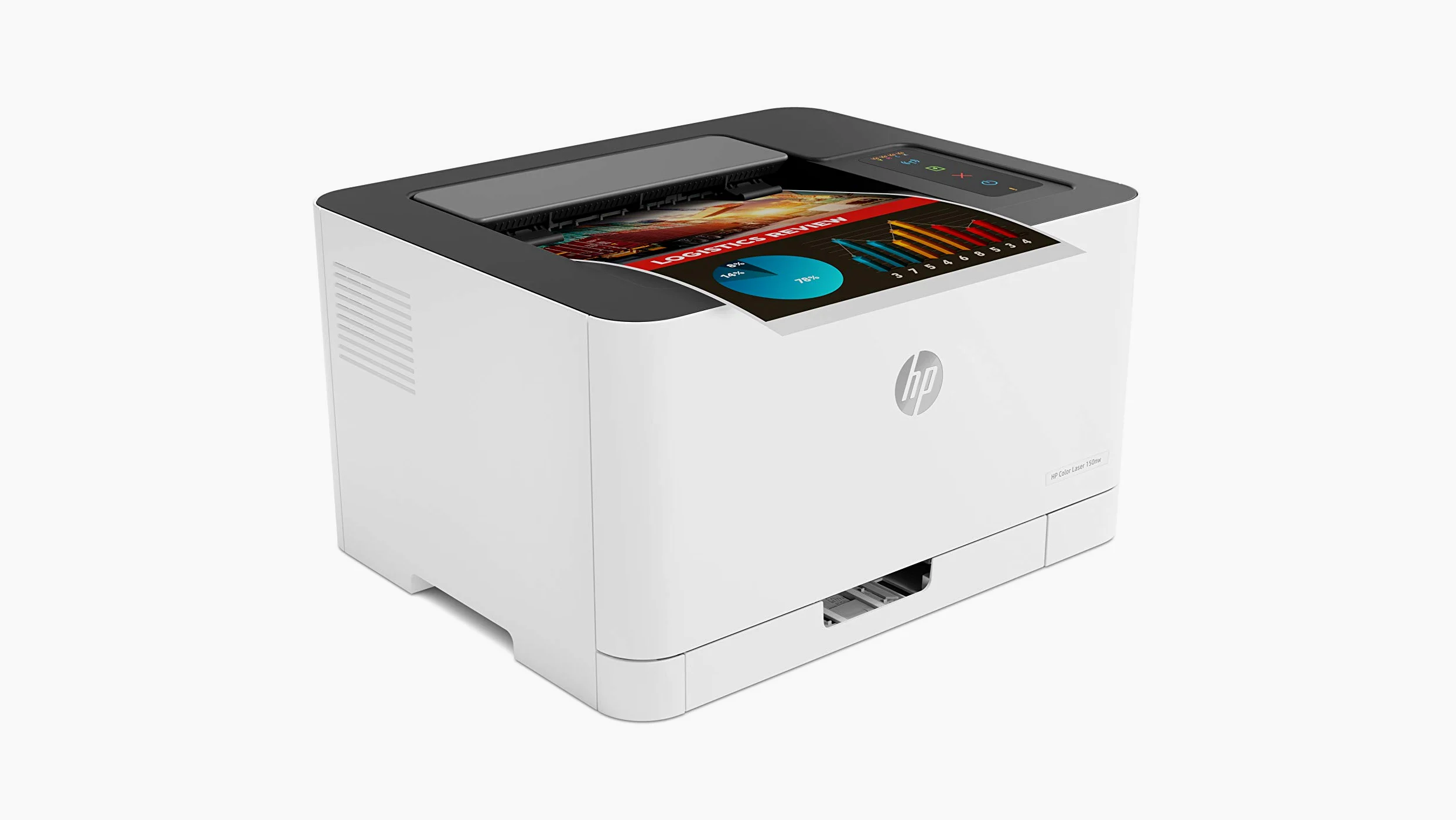 HP Color LaserJet 150nw 4ZB95A, Stampante a Singola Funzione A4, Stampa Fronte e Retro Manuale a colori, 18 ppm, USB, Wi-Fi, Ethernet, Schermo LCD a icone con tastierino, Bianca