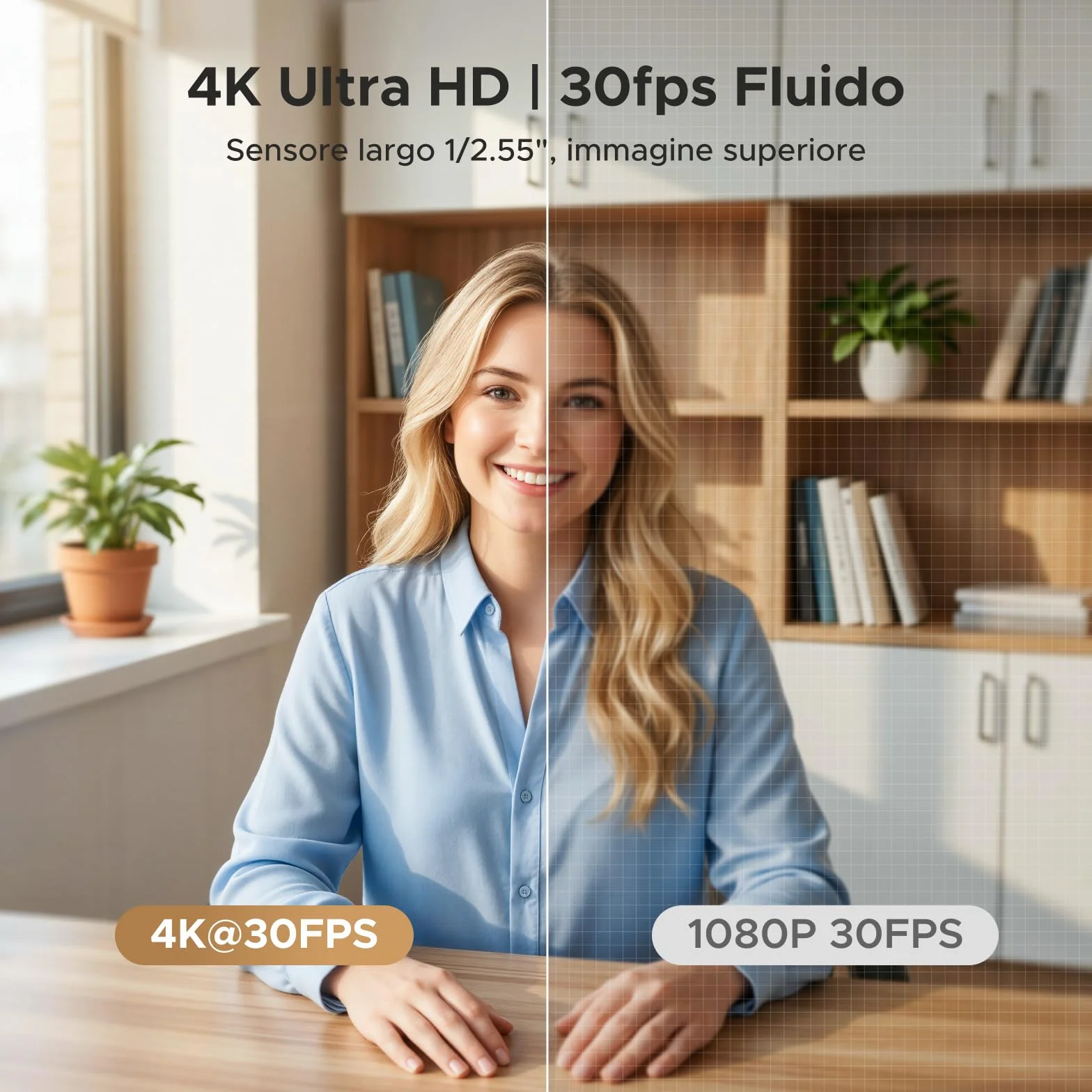 UGREEN FineCam 4K Webcam 30FPS Ultra HD Webcam USB Fuoco Automatico Treppiede Metallico Doppio Microfono Face AE Commutazione Verticale Orizzontale per Windows MacOS Linux Youtube Skype Appel Zoom