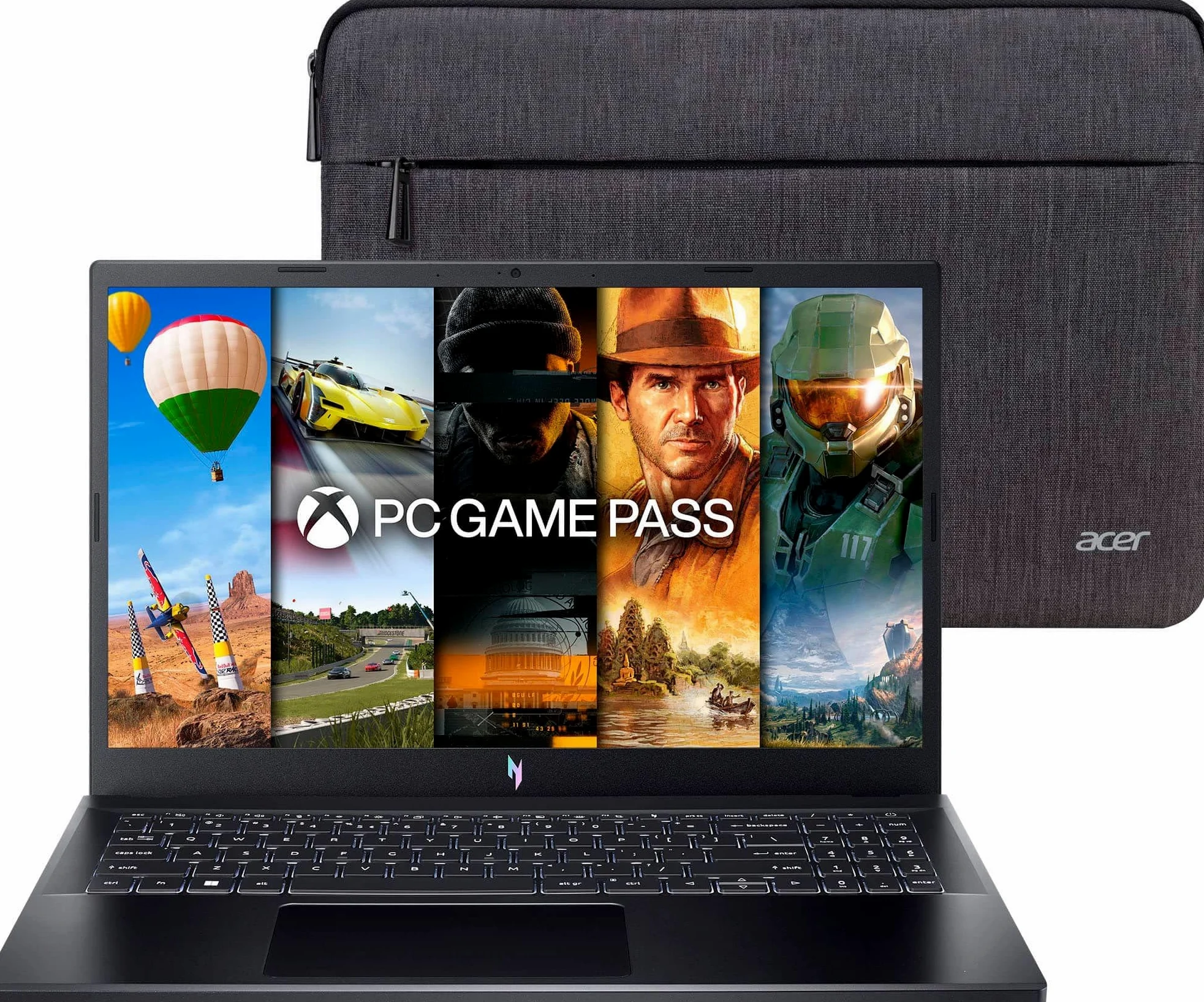acer Nitro V Gaming Laptop, 15.6" FHD IPS Display, 144Hz, AMD Ryzen 5 7535HS, 6 core, GeForce RTX 4050, 16GB DDR5, 1TB SSD, Obsidian Black, Windows 11, BK, borsa per laptop, TWE Mouse Pad & Mouse