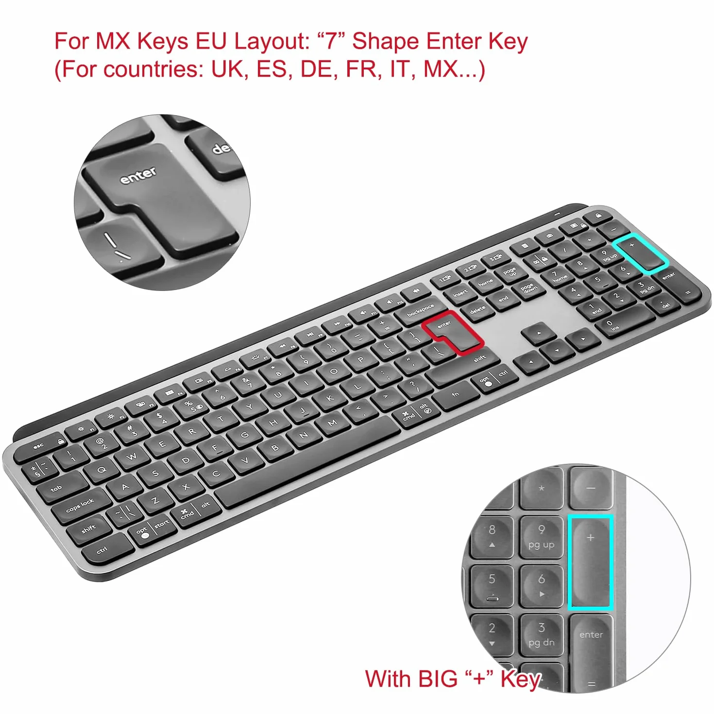 Tastiera per Windows Versione Logitech MX Keys S/MX Keys/Craft Keyboard (layout EU/IT,Tasto Invio Forma 7", con tasti numerici) - Protezione tastiera