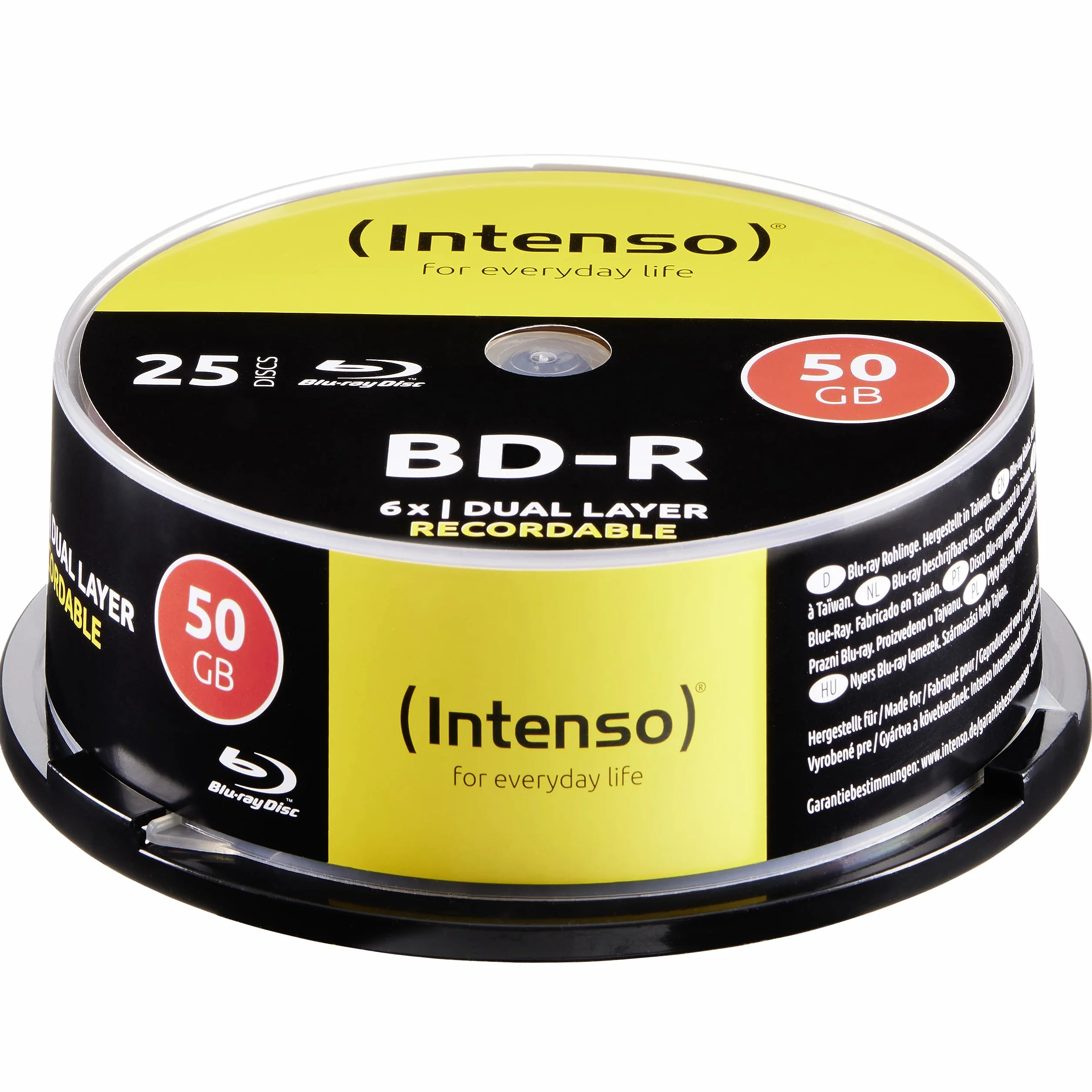 Intenso Blu-Ray 50GB, 6X Speed, Recorcable – 25pcs Cake Box