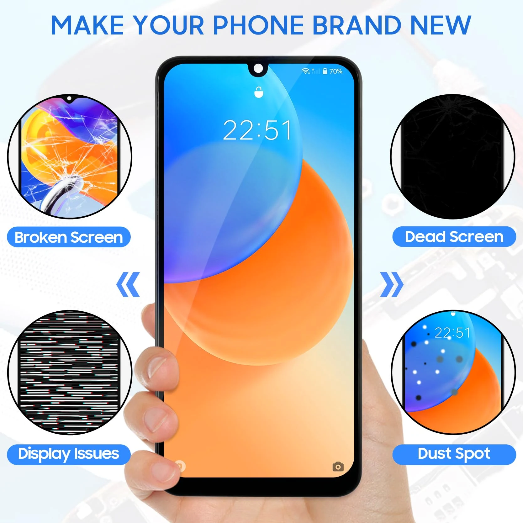 LADYSON OLED Schermo LCD per Samsung Galaxy A50 A505 SM-A505FN/DS A505F/DS LCD Display Touch Screen Digitizer Assemblaggio Kit con Strumenti (Nero con Cornice,Non per A50S)