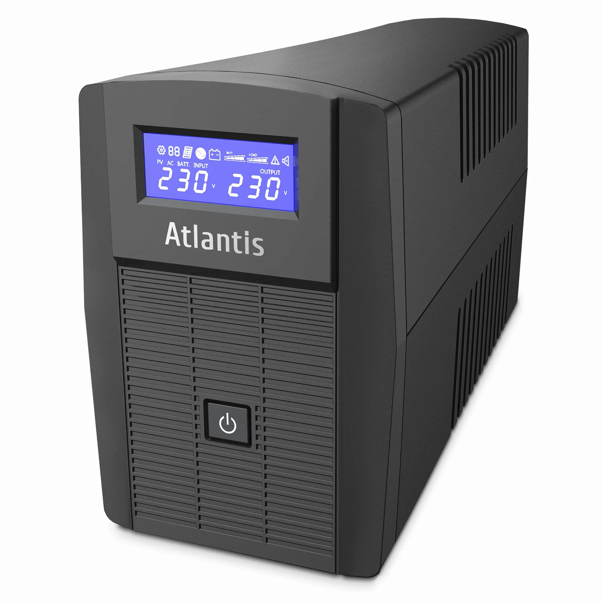 Atlantis A03-HP1003 Gruppo di Continuità Onda Sinusoidale Pura 800VA 480W Line Interactive LCD USB-HID 2 uscite Shuko