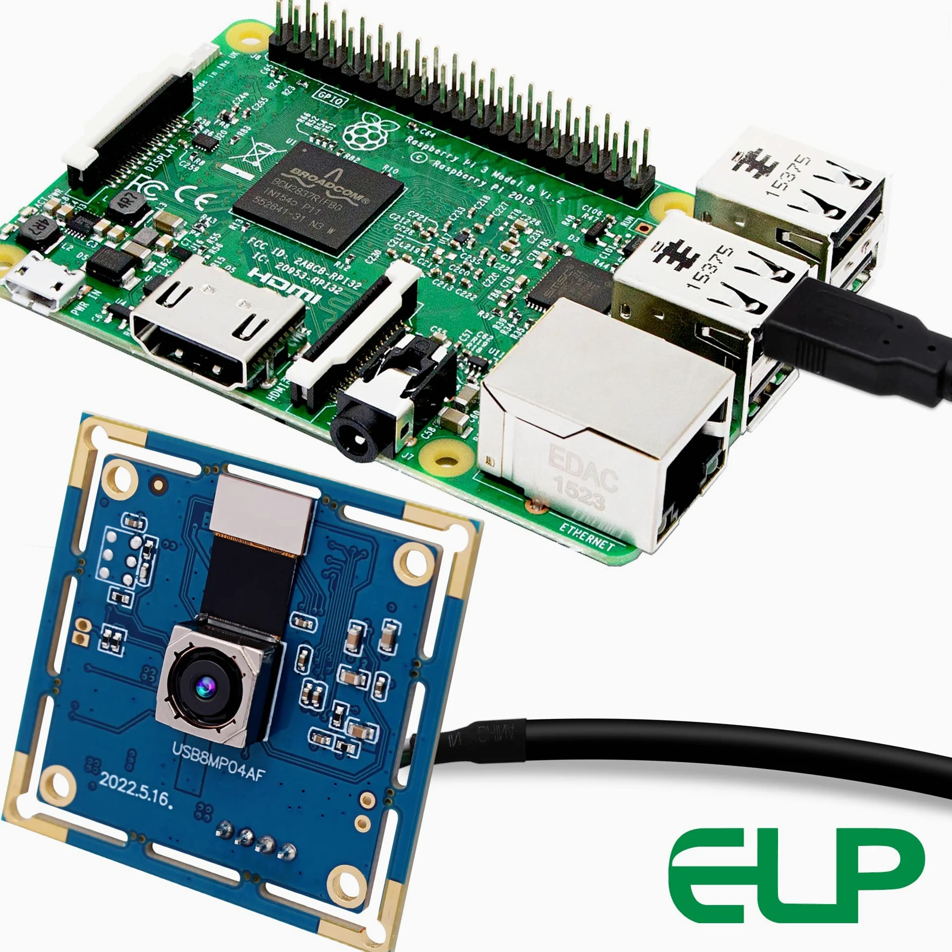ELP Telecamera USB da 8 MP - Autofocus 4K PC e Raspberry Pi Mini UVC USB2.0 Scheda Webcam IMX179 Fotocamera Industriale Lightburn per Laptop