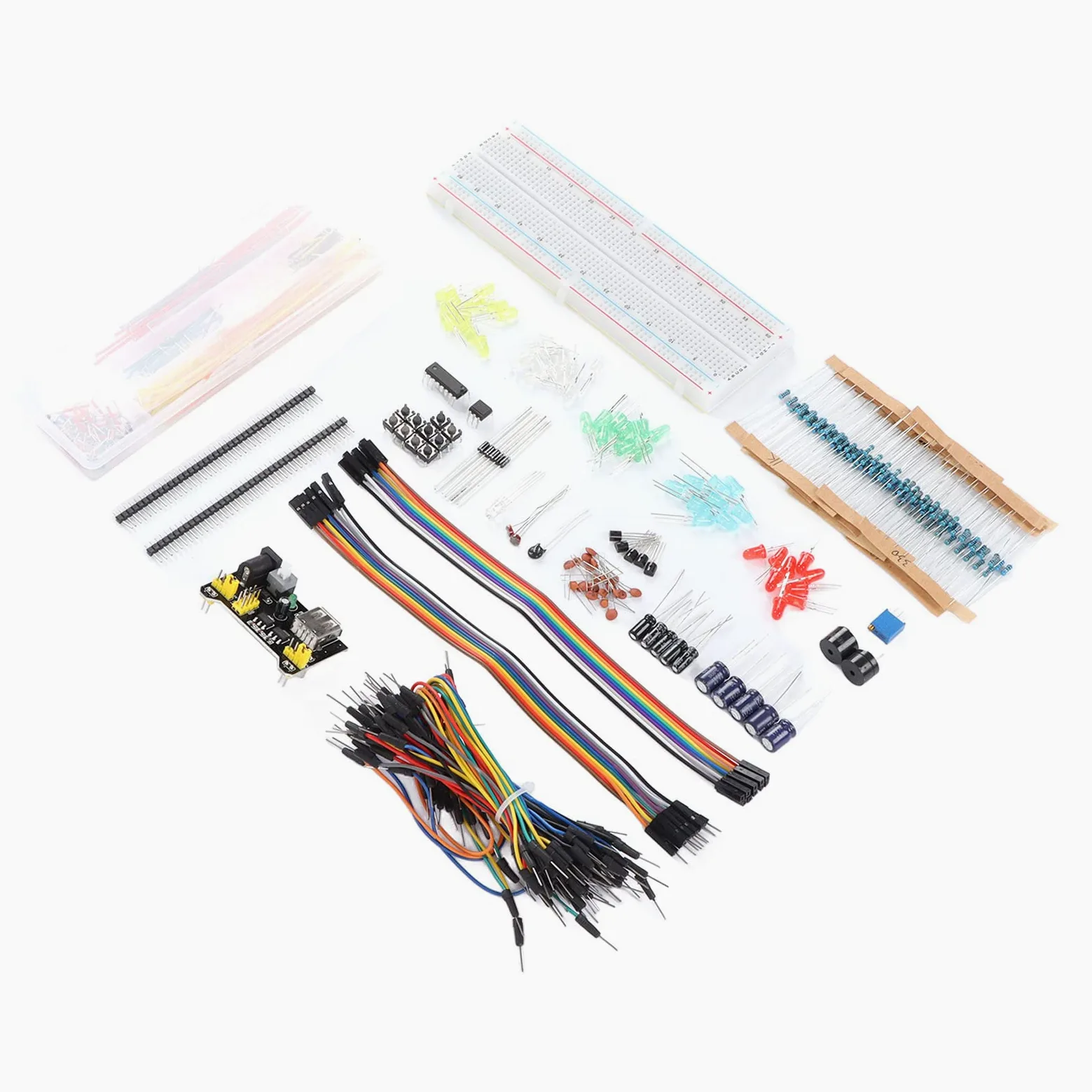 Fafeicy Kit Divertente di Componenti Elettronici, Materiale Siliconico per Progetti Breadboard R3, Modulo Iniziale Completo con Cavi Jumper e LED