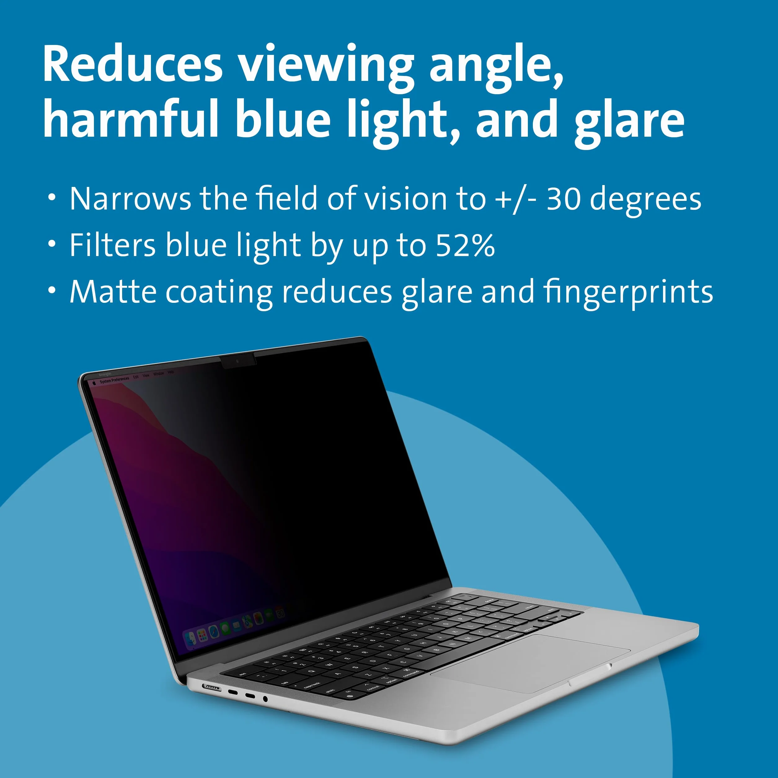 Kensington MagPro Elite Filtro privacy magnetico progettato per MacBook Pro 14" (2021 e successivi), inclusi M3, M3 Pro/Max, rimovibile, antiriflesso, riduzione della luce blu (K58370WW)