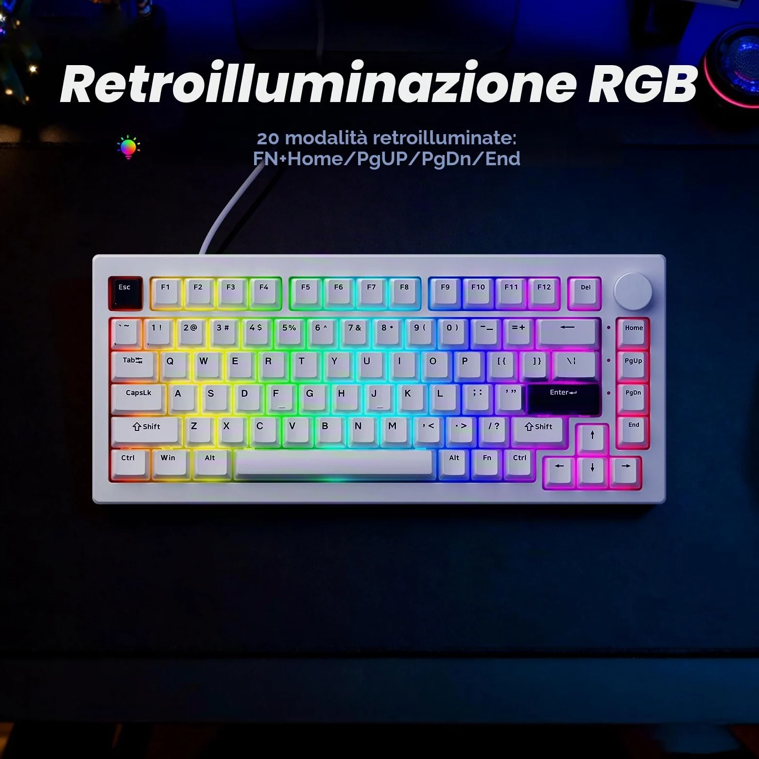 Akko 5075 V3 Tastiera Meccanica 75% Gasket RGB Hot Swap | Layout QWERTY, RGB Programmabile, Switch Frost Pink per Build Custom, Ufficio e Gaming (Nero su Bianco)