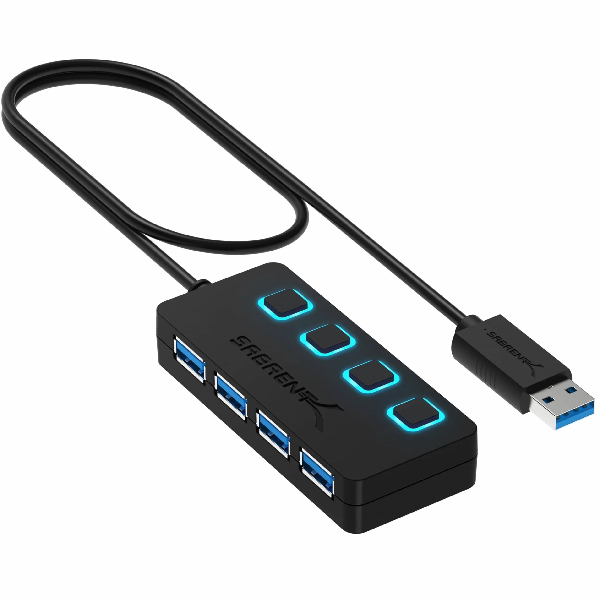 SABRENT Hub USB 3.2 Gen 1, Ciabatta multipresa USB, Sdoppiatore USB, 4 Porte con Singoli Interruttori ON/OFF e Spie LED, per PS4/PS5, PC da gioco, laptop, chiavetta USB, stampante, MacBook (HB-UM43)