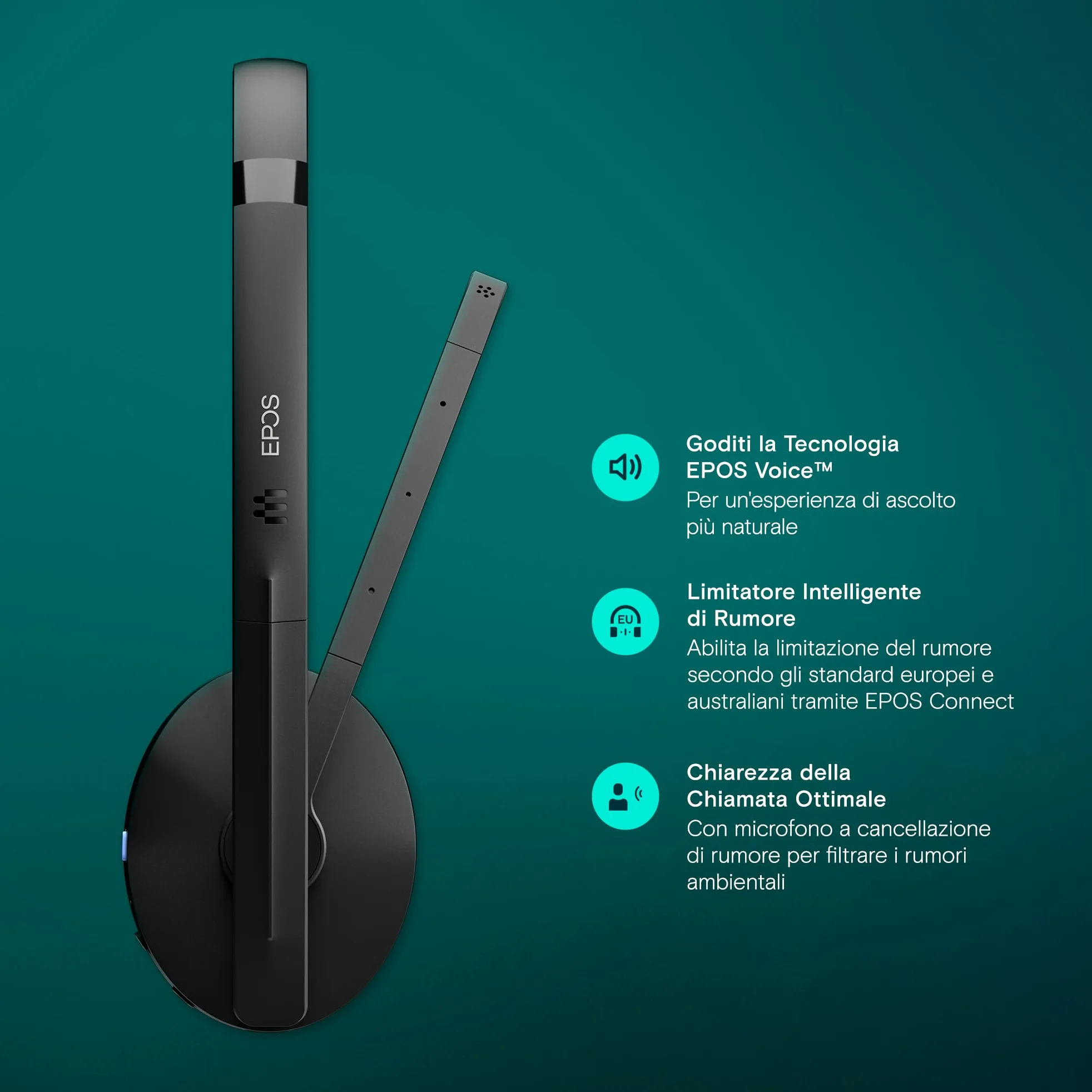 EPOS SENNHEISER ADAPT 231 - ADAPT 200 Series - auricolare - sull'orecchio - Bluetooth - wireless - USB-C tramite adattatore Bluetooth - nero - Certificato per Microsoft Teams, Ottimizzato per UC